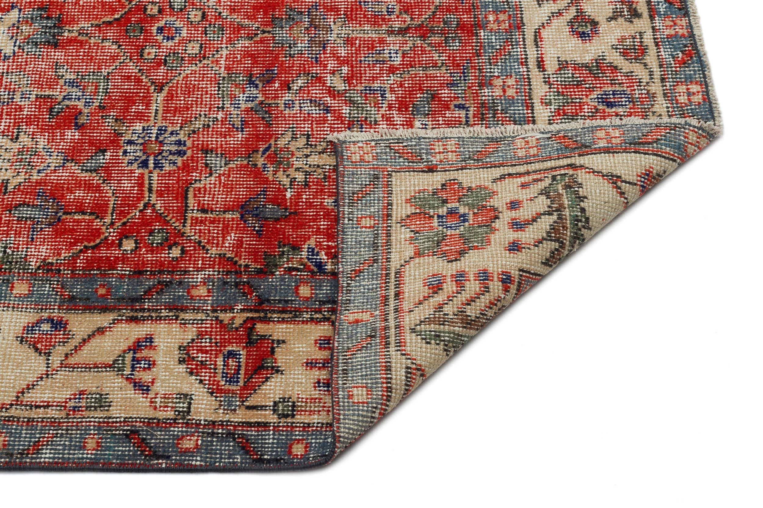 Atina Red Vintage Wool Handmade Area Rug 5'5" x 8'4"
