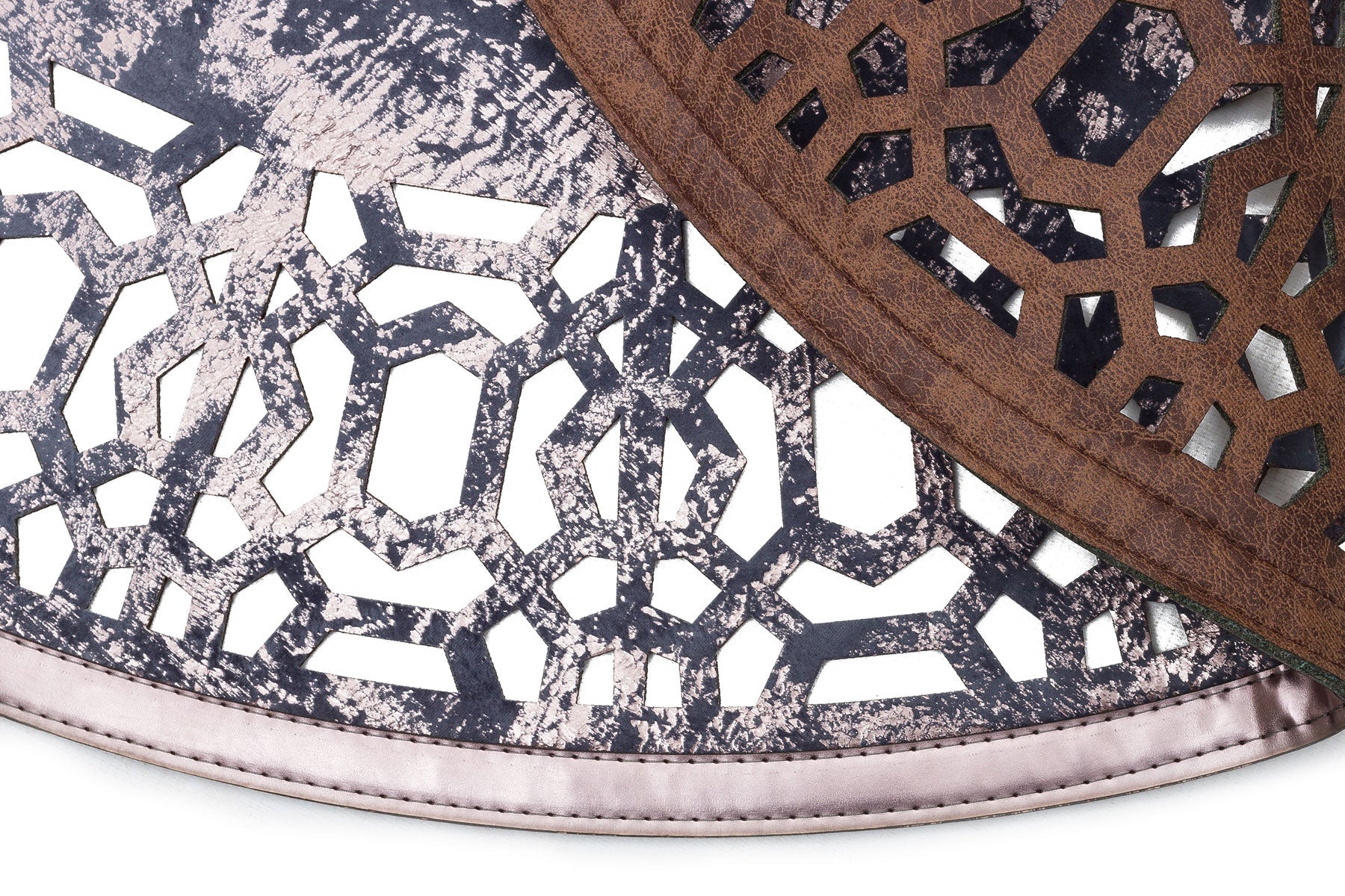 Modern Leather Rug – Blue Artificial Leather Carpet With Shiny Bordered Design