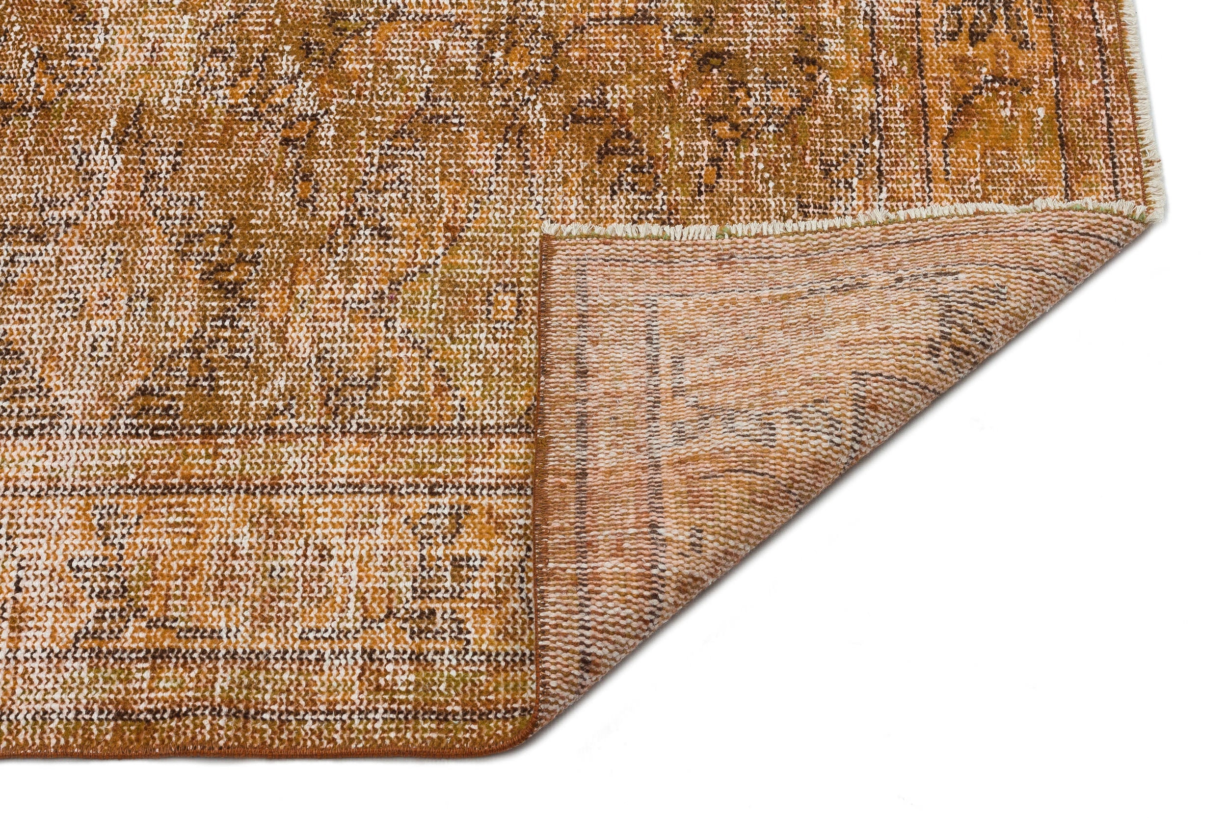 Atina Brown Vintage Wool Handmade Area Rug 4'10" x 8'6"