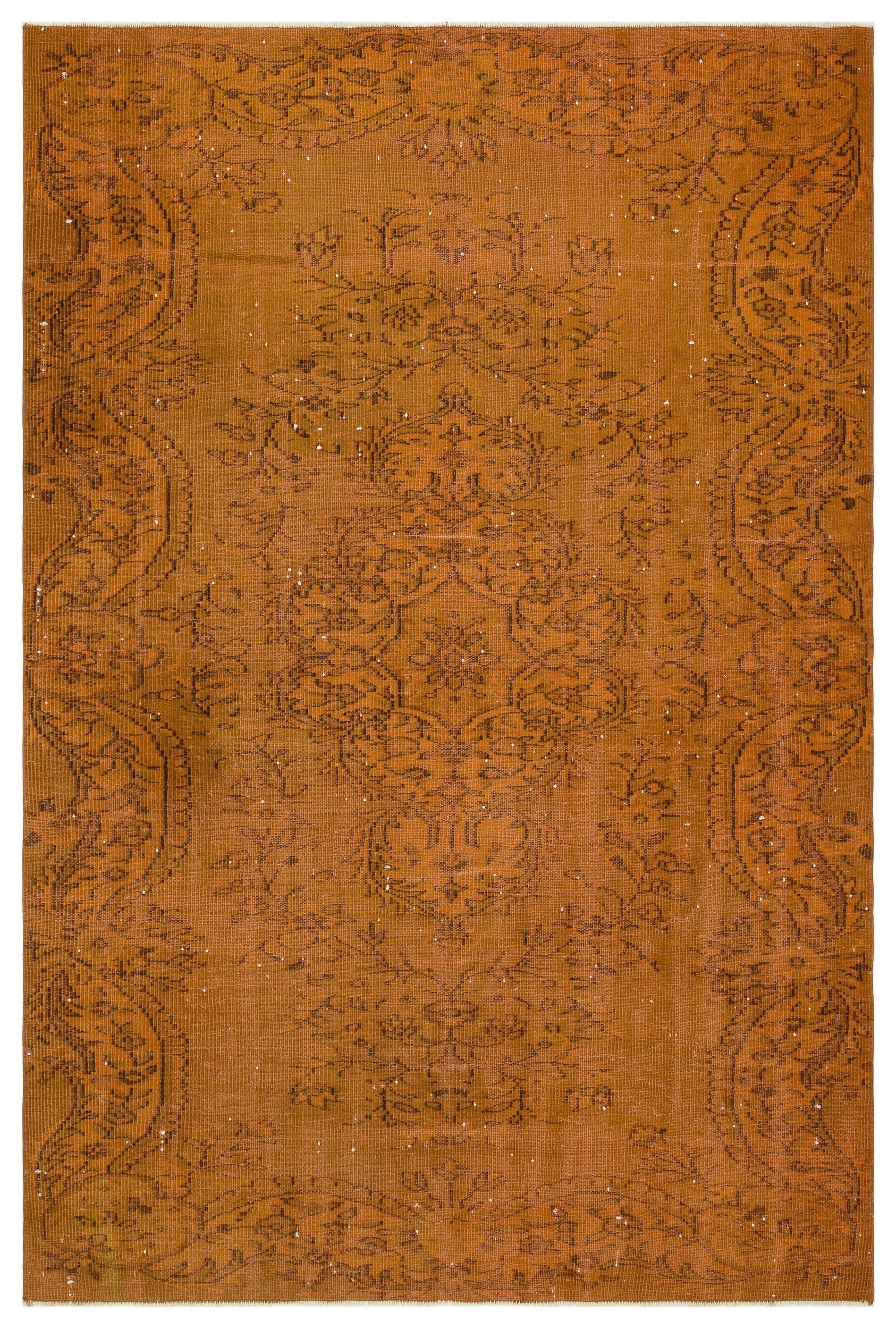 Atina Orange Vintage Wool Handmade Area Rug 5'8" x 8'9"