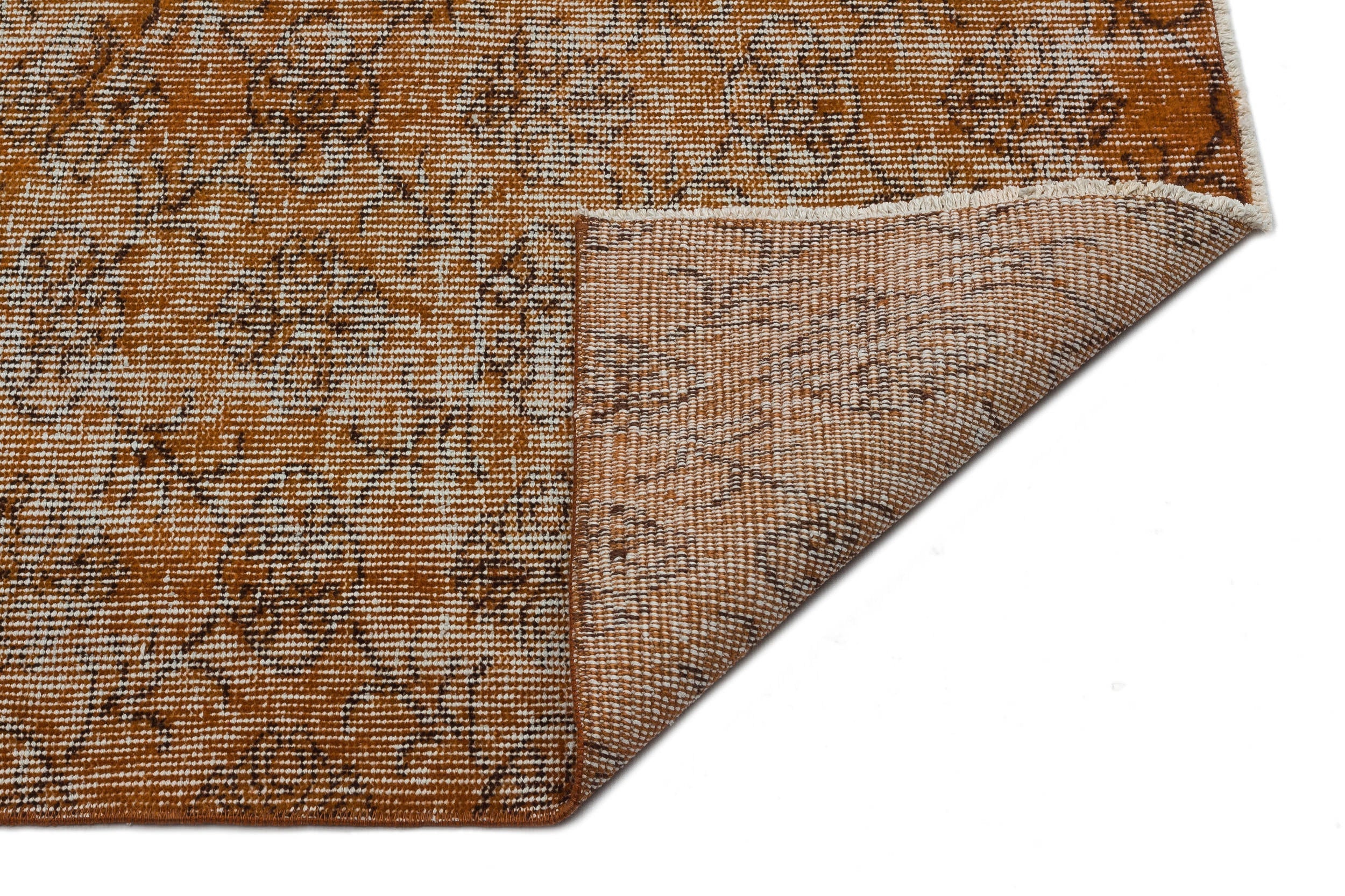 Atina Brown Vintage Wool Handmade Area Rug 4'8" x 12'2"