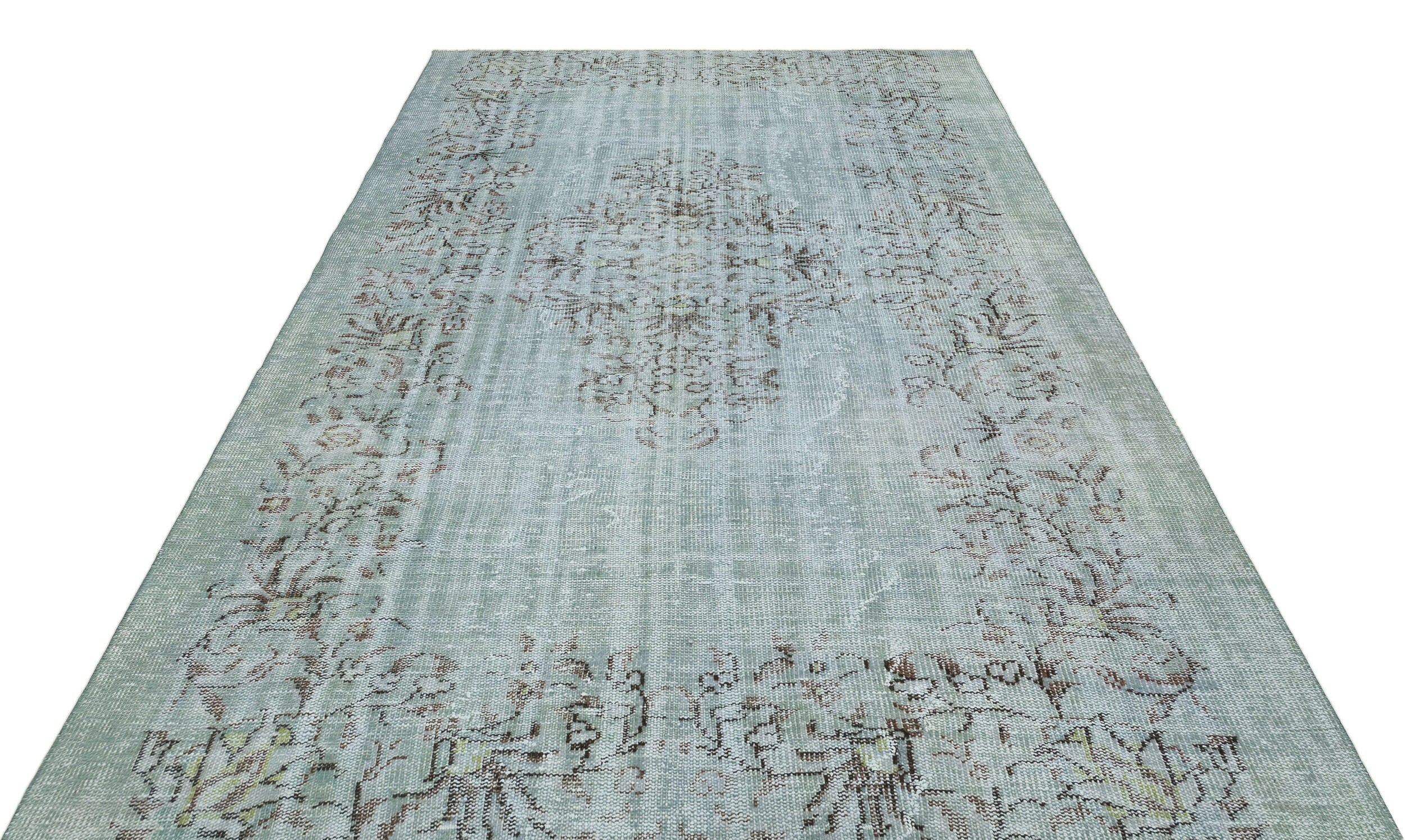 Atina Blue Vintage Wool Handmade Area Rug 6'1" x 9'3"