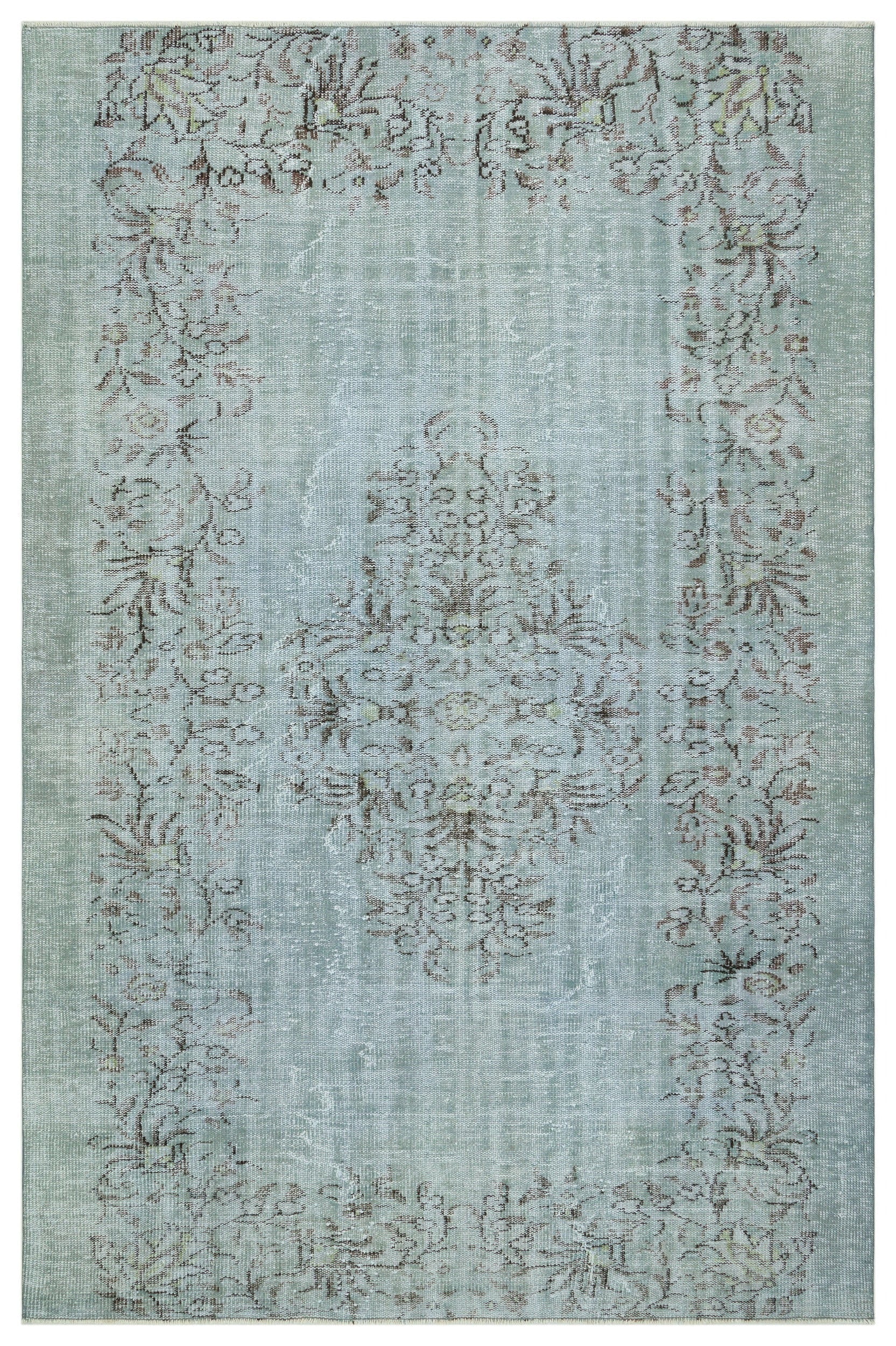 Atina Blue Vintage Wool Handmade Area Rug 6'1" x 9'3"