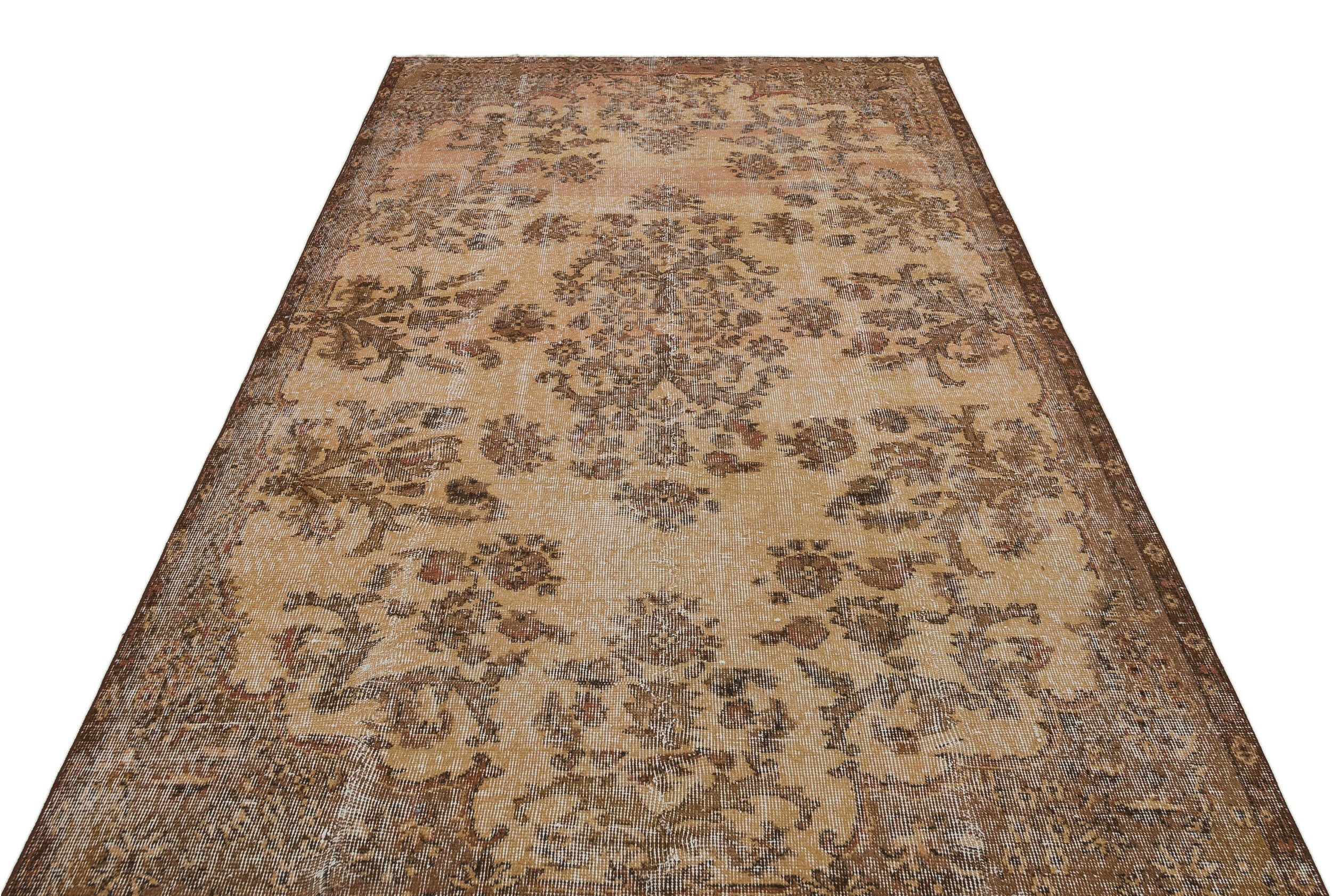 Atina Brown Vintage Wool Handmade Area Rug 4'10" x 9'5"