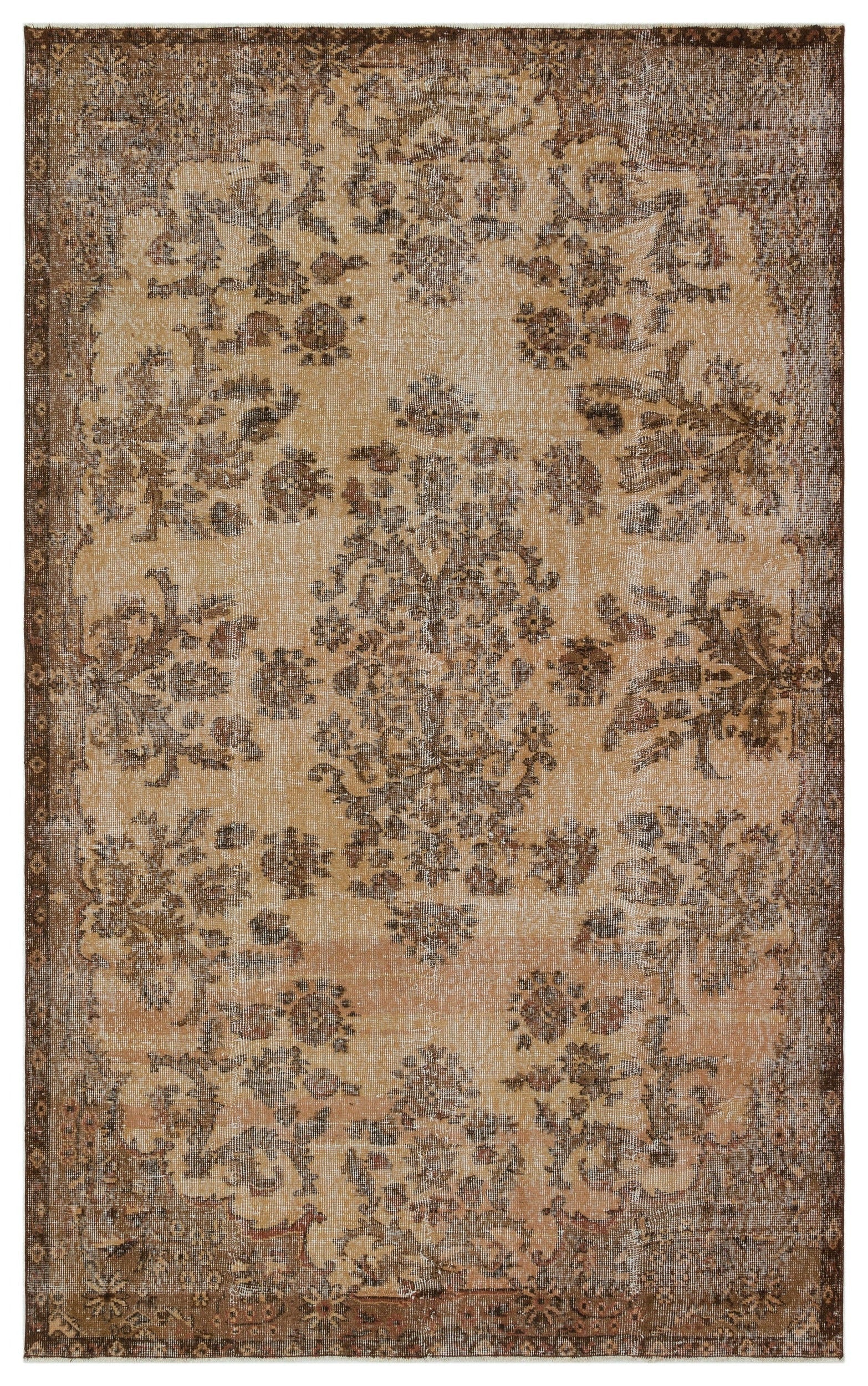 Atina Brown Vintage Wool Handmade Area Rug 4'10" x 9'5"