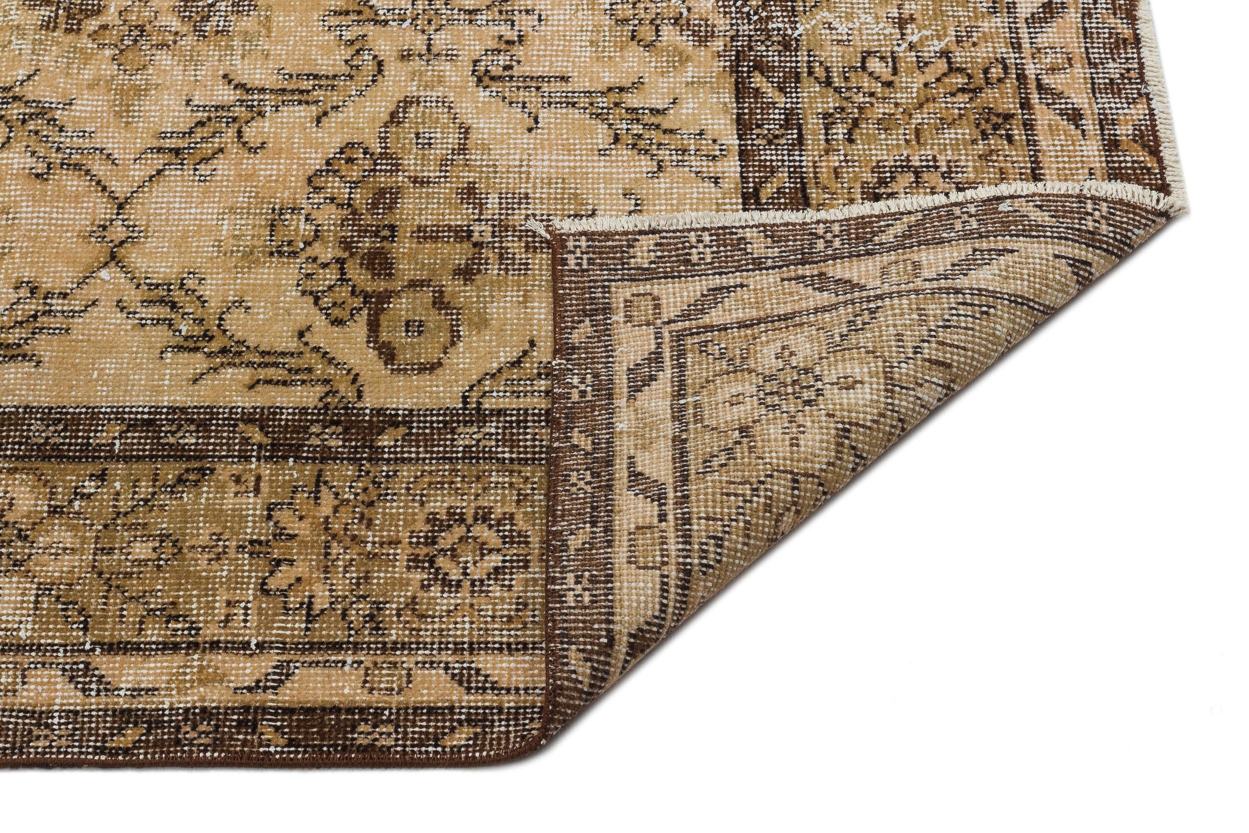 Atina Brown Vintage Wool Handmade Area Rug 5'9" x 9'5"