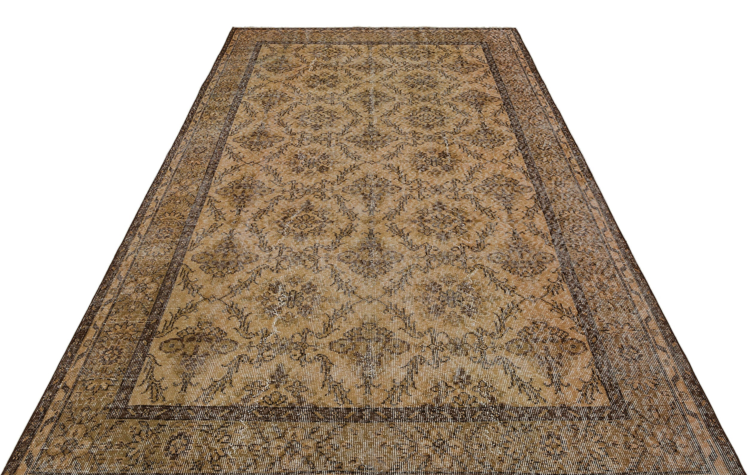Atina Brown Vintage Wool Handmade Area Rug 5'9" x 9'5"