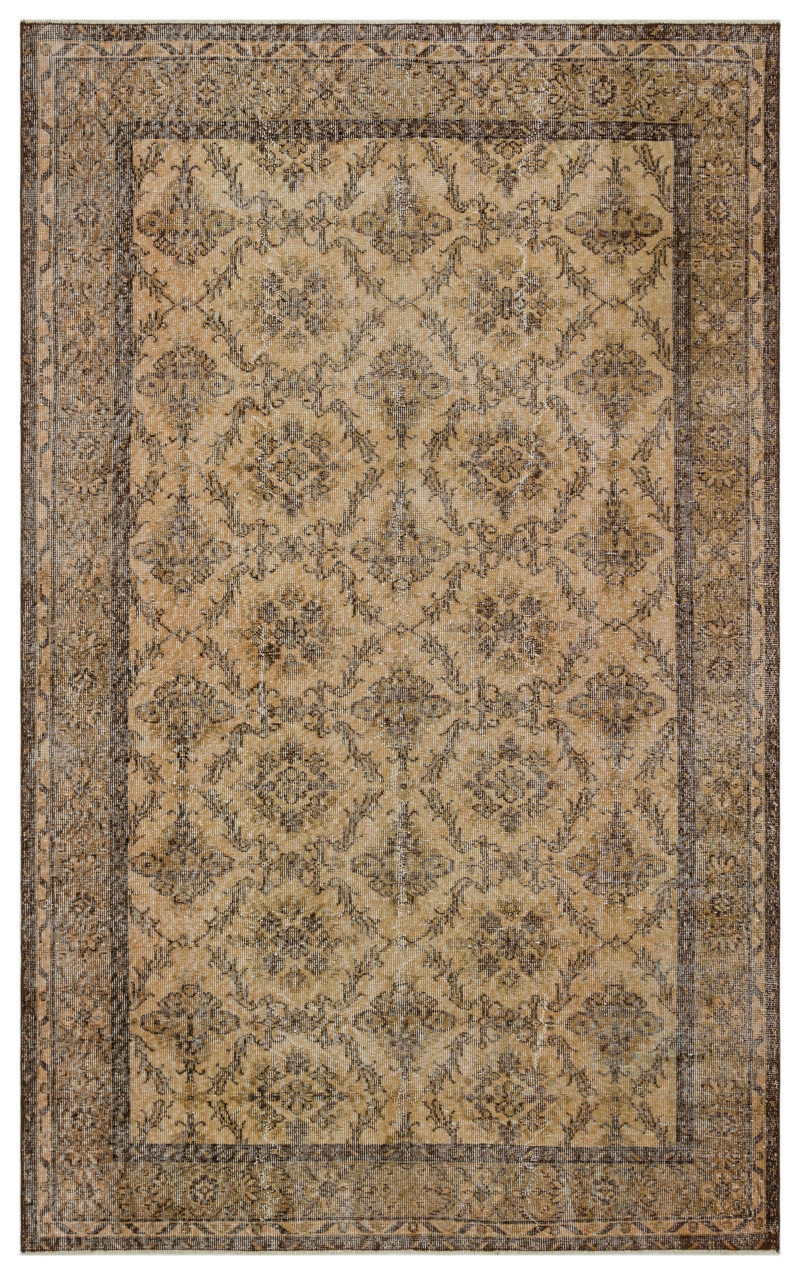 Atina Brown Vintage Wool Handmade Area Rug 5'9" x 9'5"