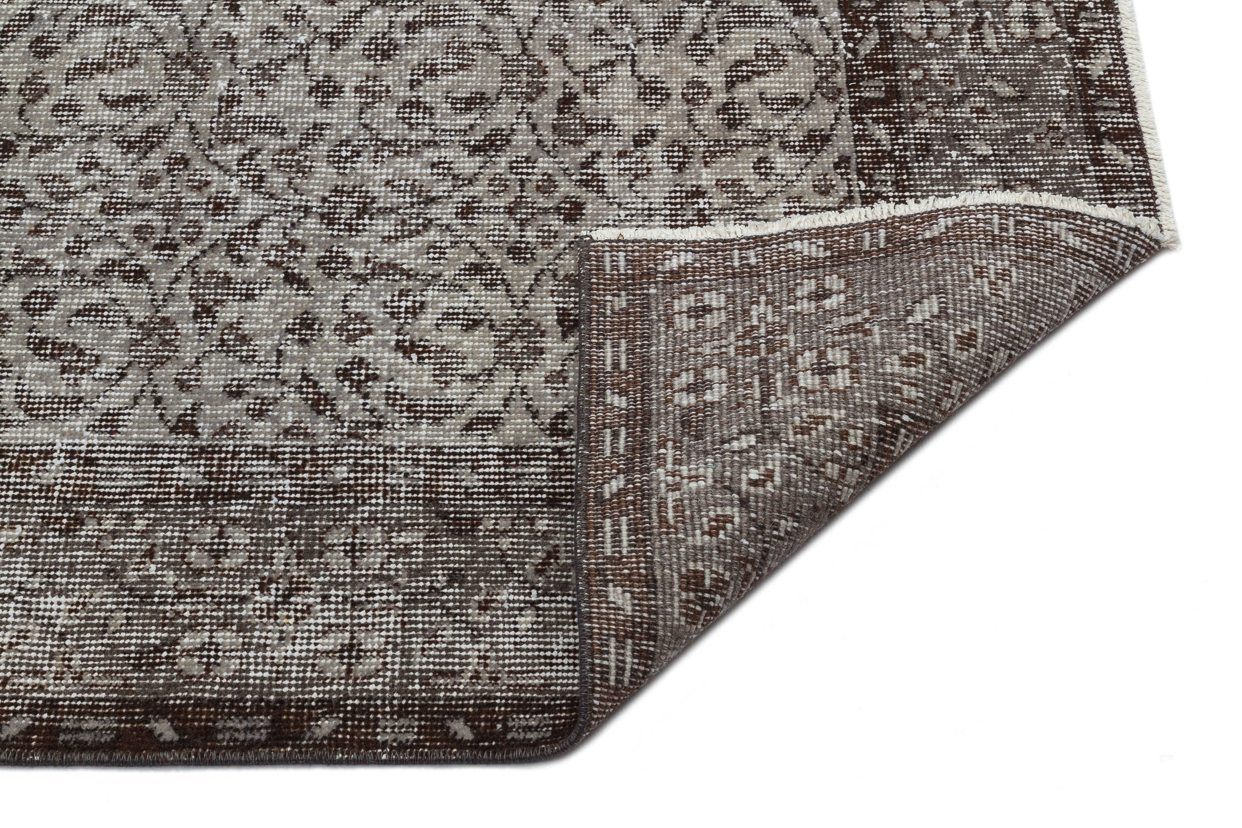 Atina Grey Vintage Wool Handmade Area Rug 5'7" x 9'4"