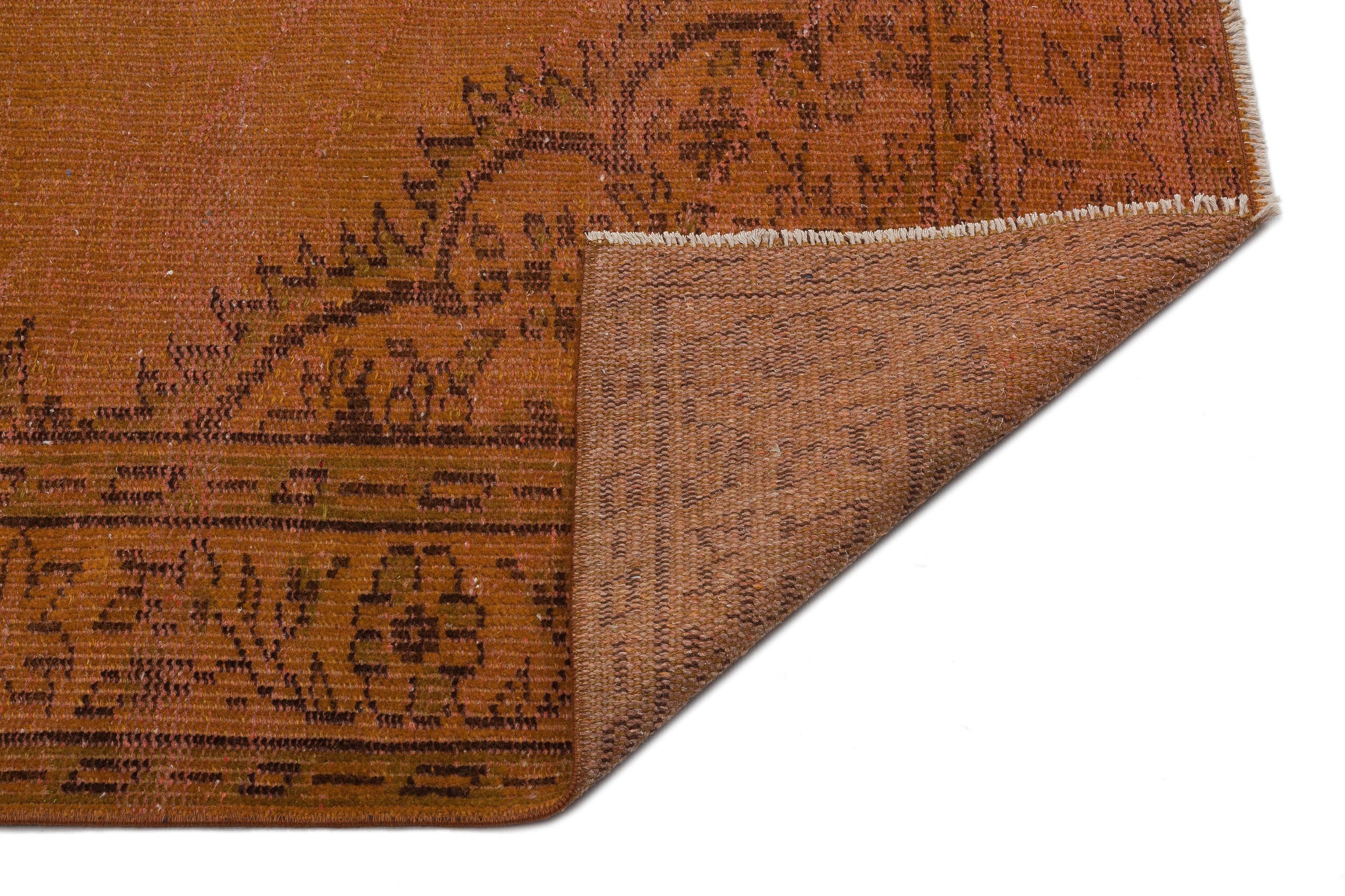 Atina Brown Vintage Wool Handmade Area Rug 5'5" x 9'1"