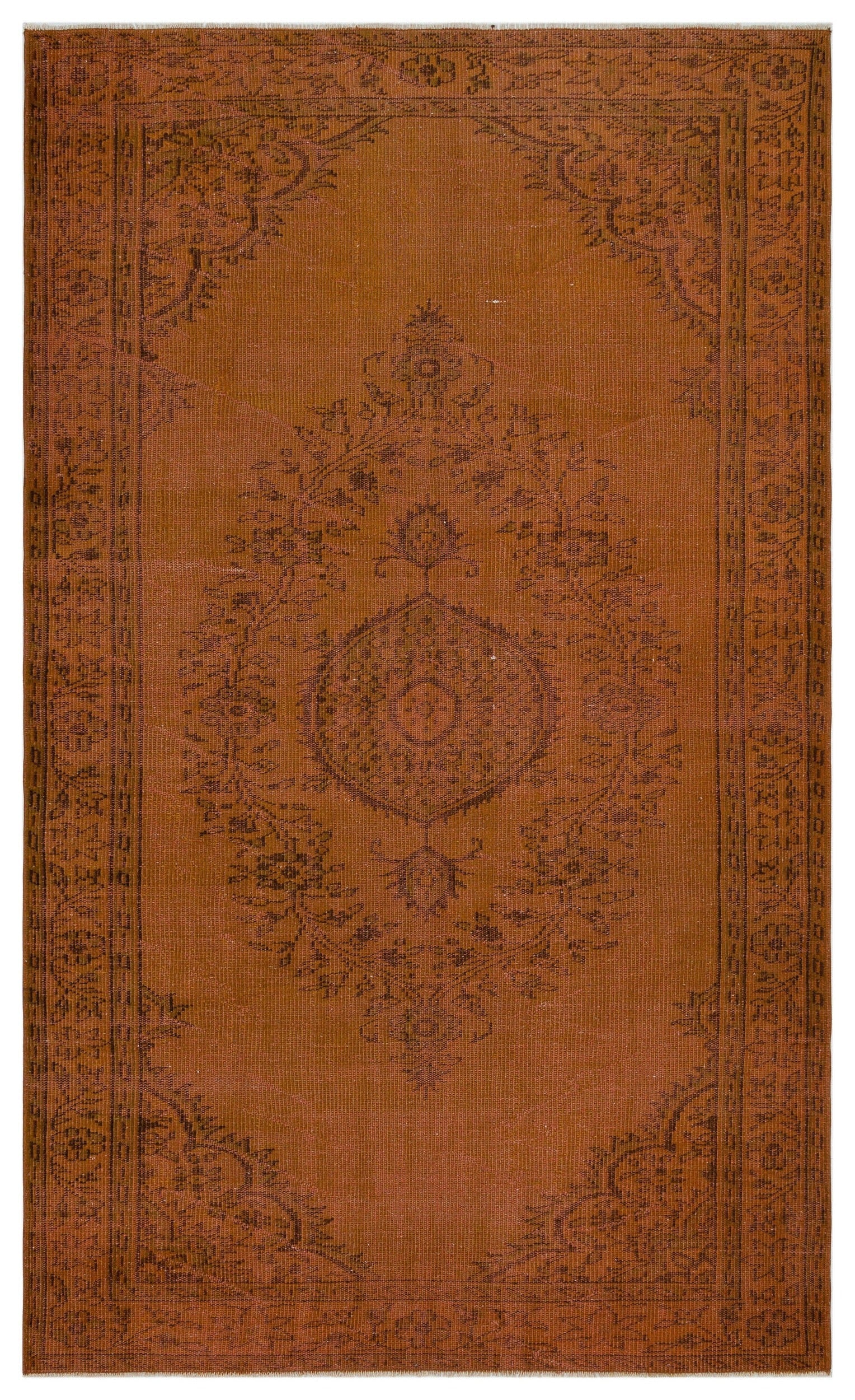 Atina Brown Vintage Wool Handmade Area Rug 5'5" x 9'1"
