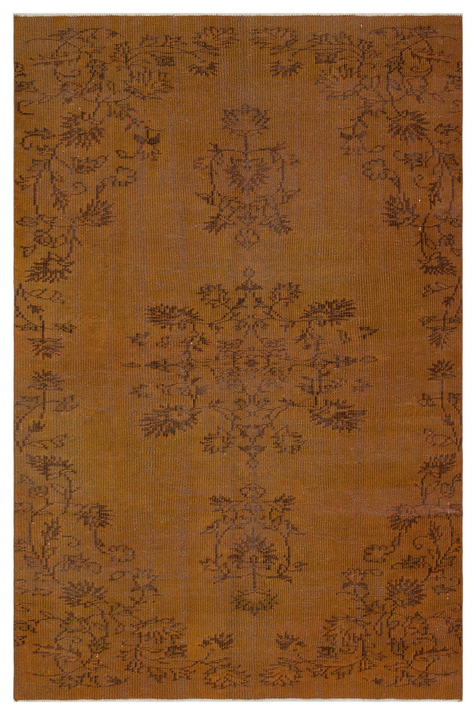 Atina Brown Vintage Wool Handmade Area Rug 5'3" x 8'0"