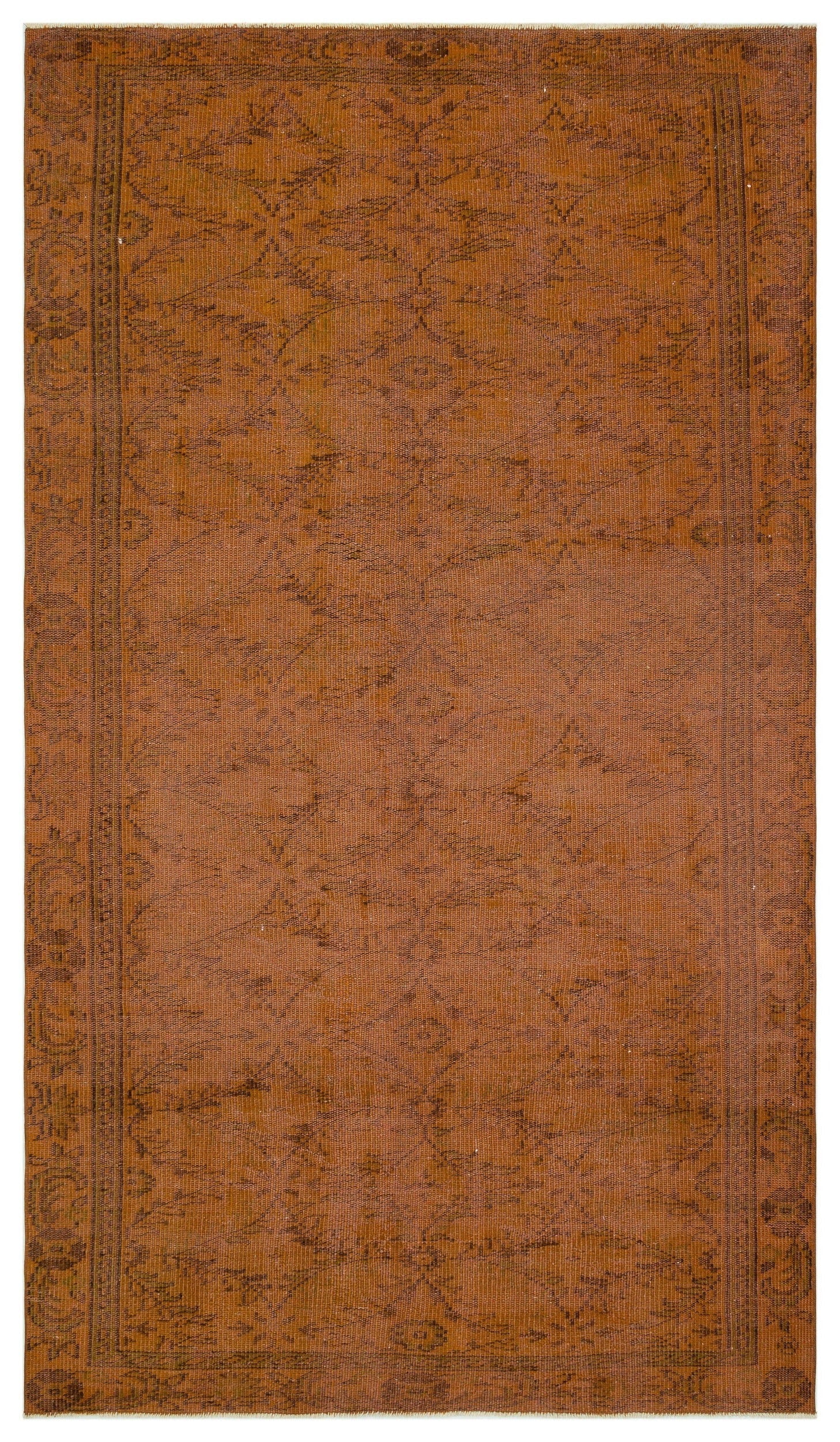 Atina Brown Vintage Wool Handmade Area Rug 5'5" x 9'1"