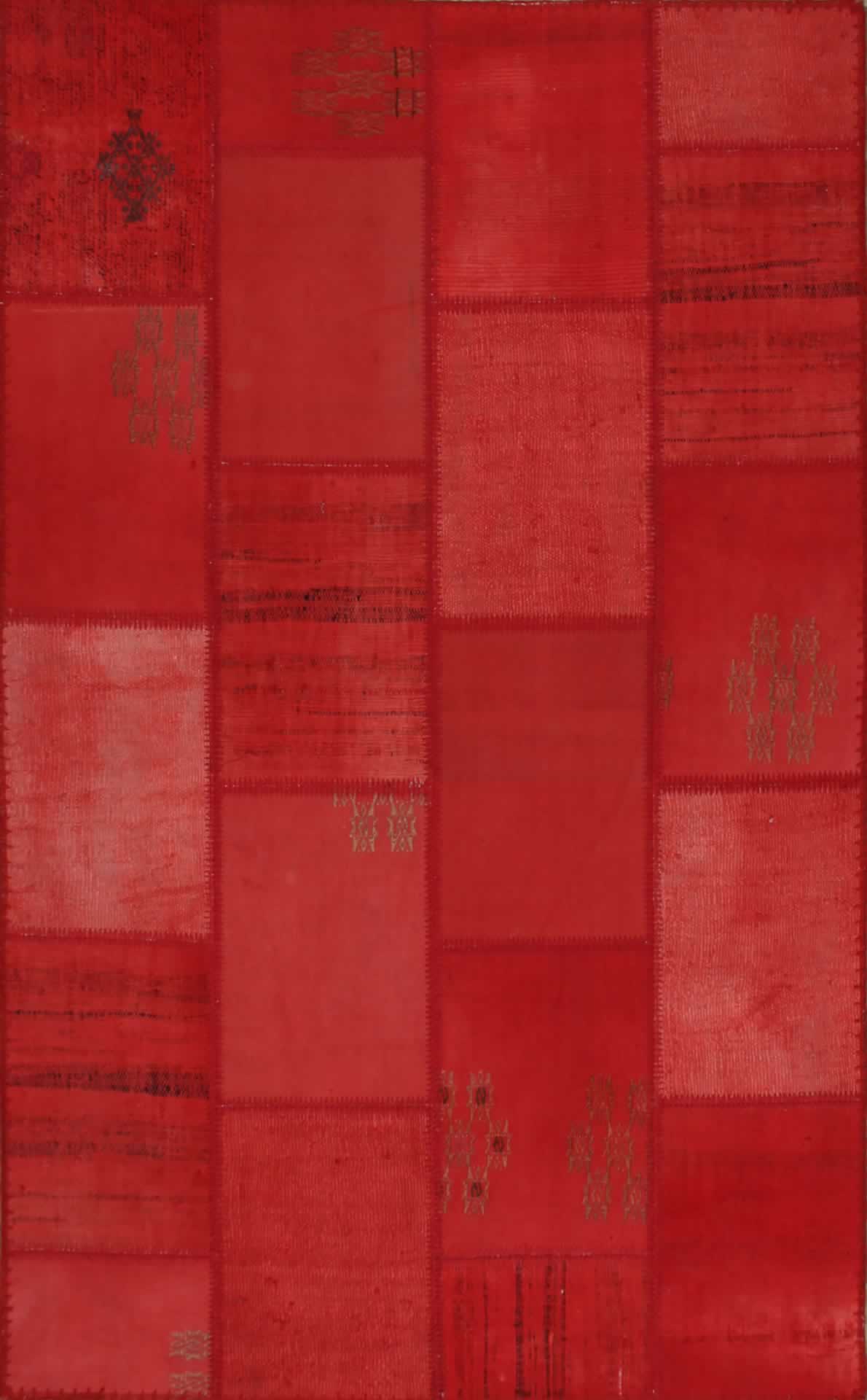 Handmade Patchwork Rug - Red Cotton Area Rug | Flatweave, Anti Slip, Durable