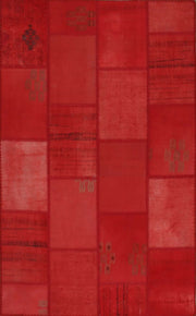 Handmade Patchwork Rug - Red Cotton Area Rug | Flatweave, Anti Slip, Durable