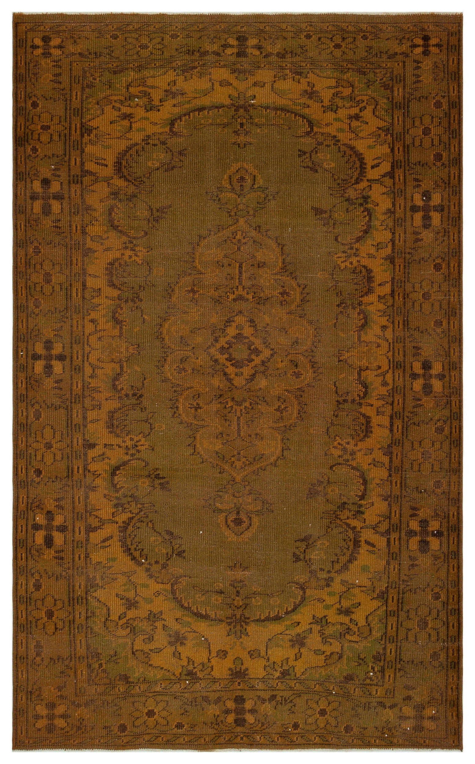 Atina Brown Vintage Wool Handmade Area Rug 5'8" x 9'4"
