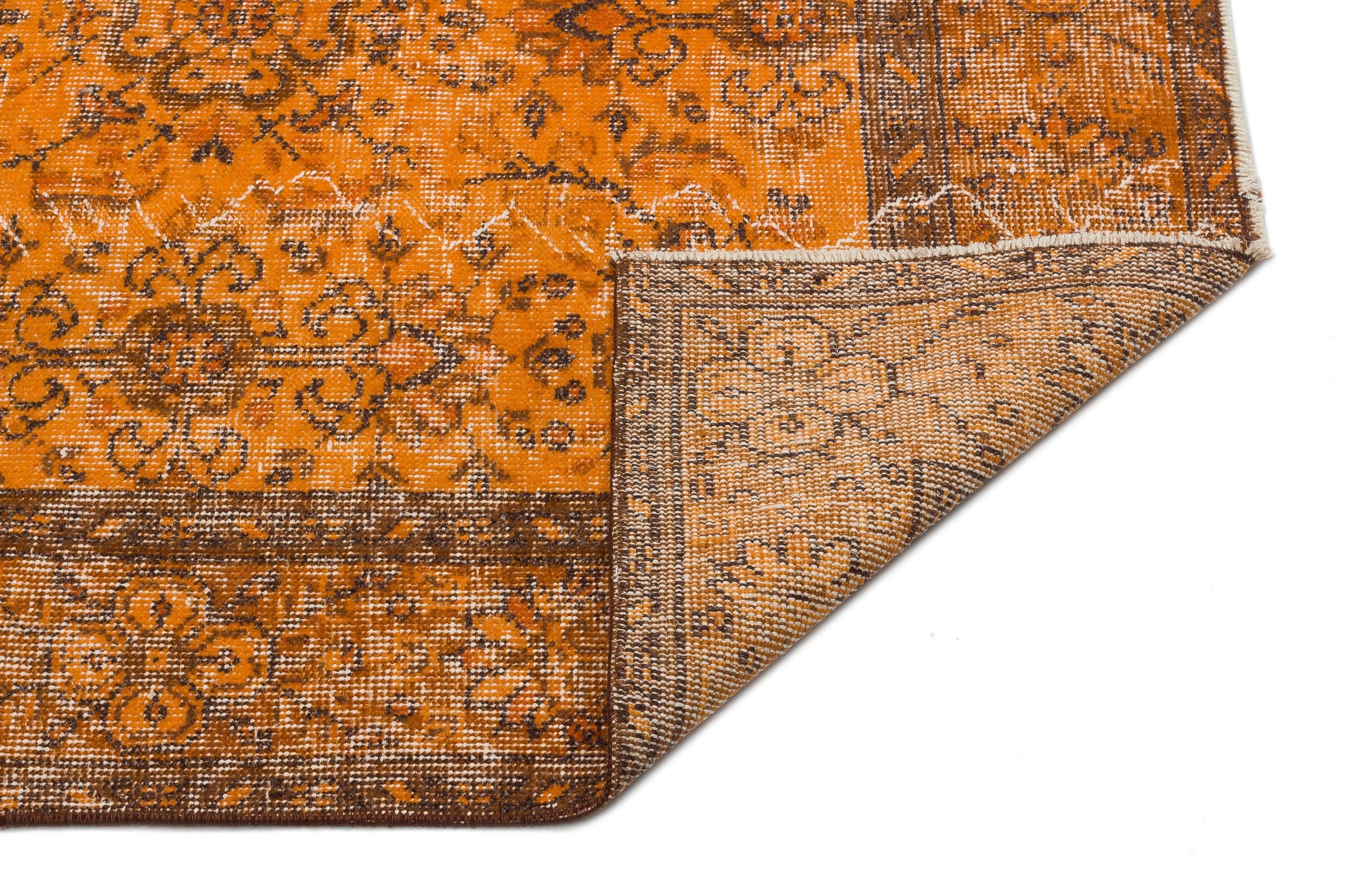 Atina Orange Vintage Wool Handmade Area Rug 5'5" x 9'6"