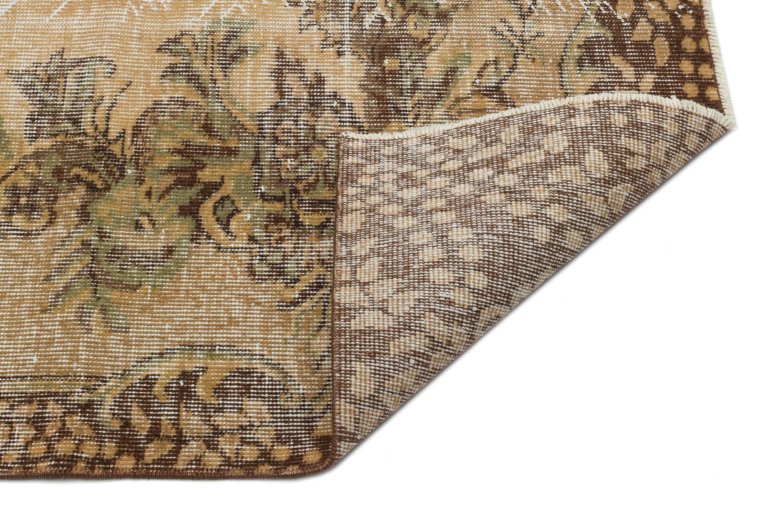 Atina Brown Vintage Wool Handmade Area Rug 5'8" x 8'6"