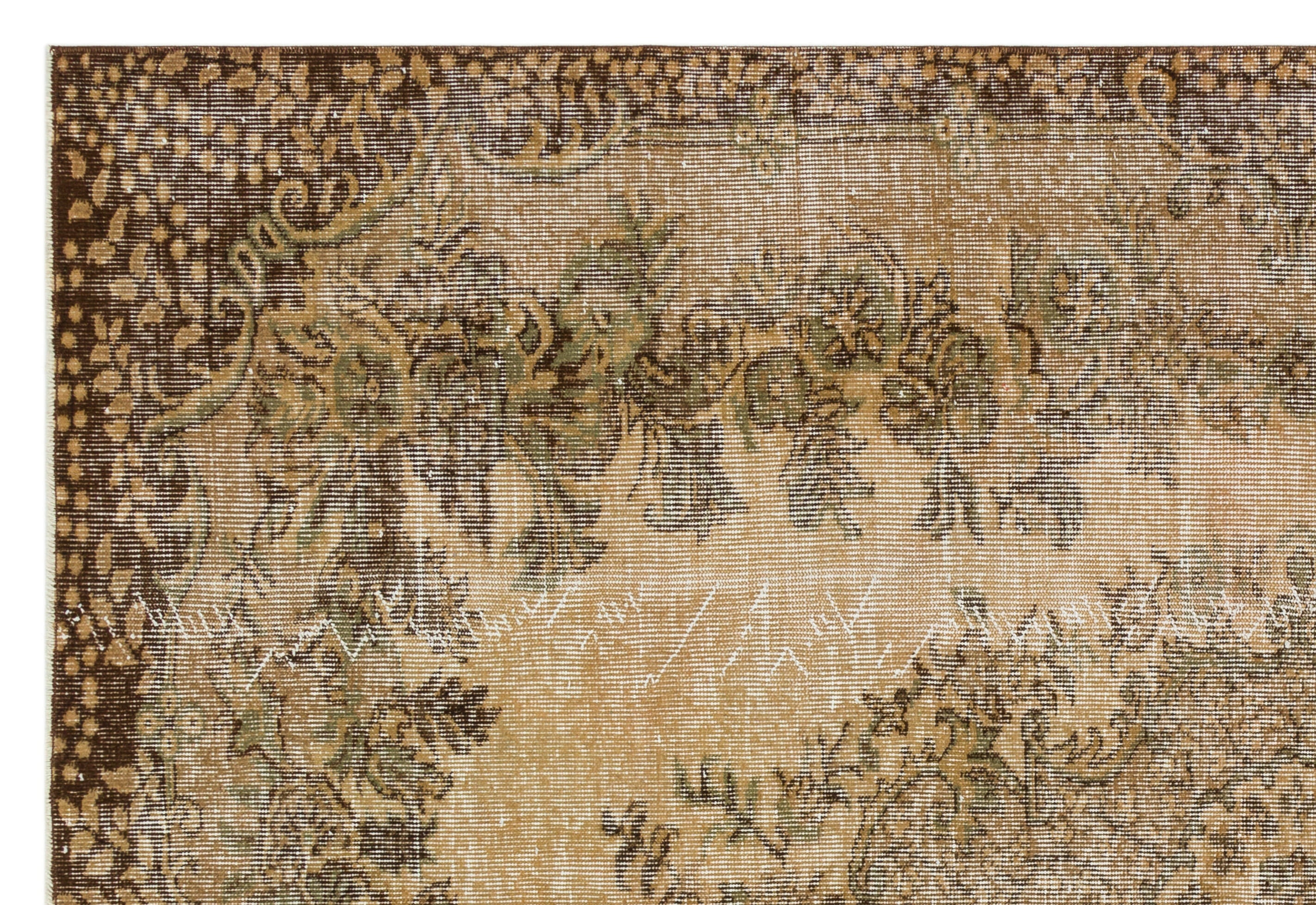 Atina Brown Vintage Wool Handmade Area Rug 5'8" x 8'6"