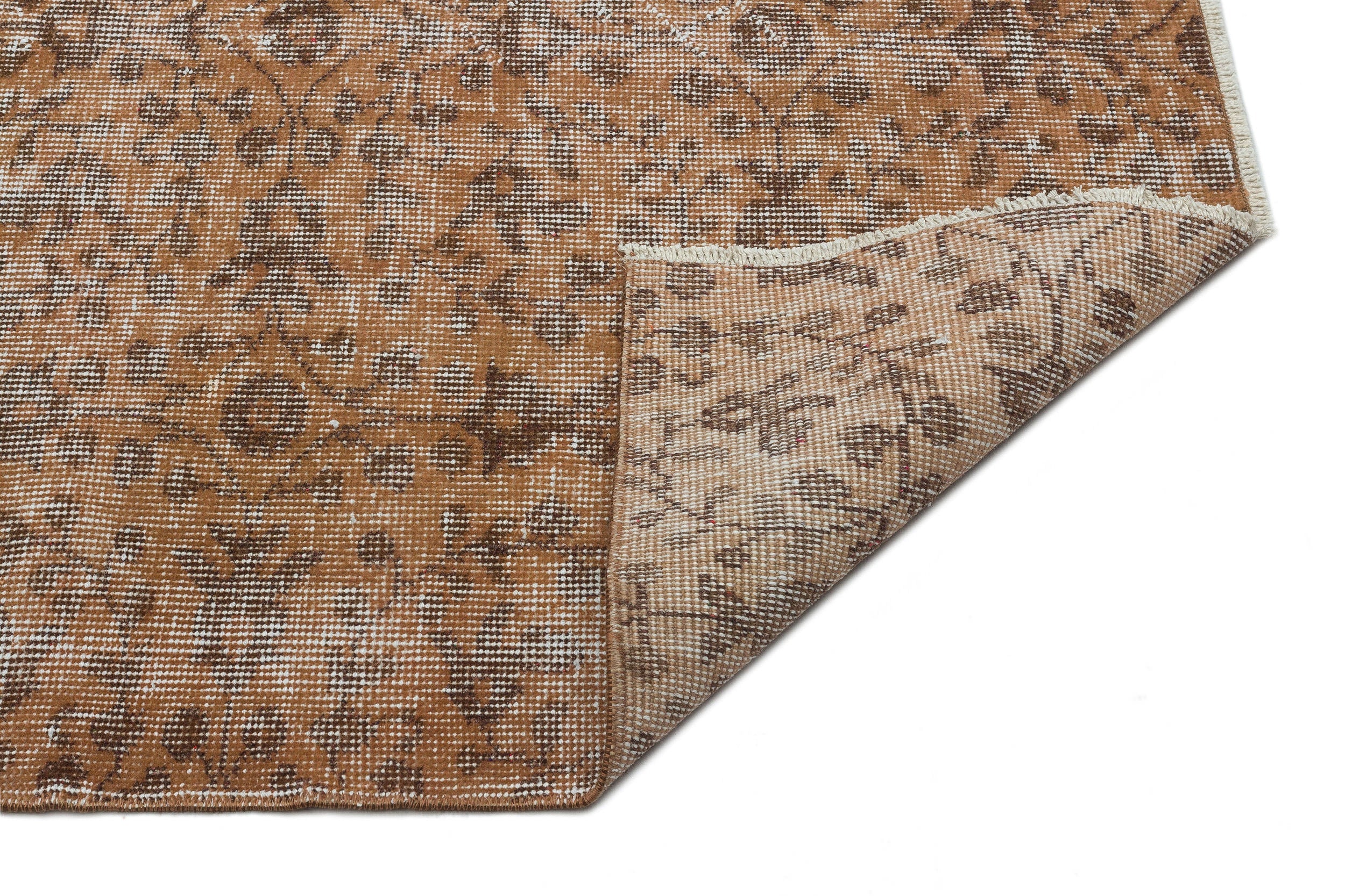 Atina Brown Vintage Wool Handmade Area Rug 5'10" x 9'7"