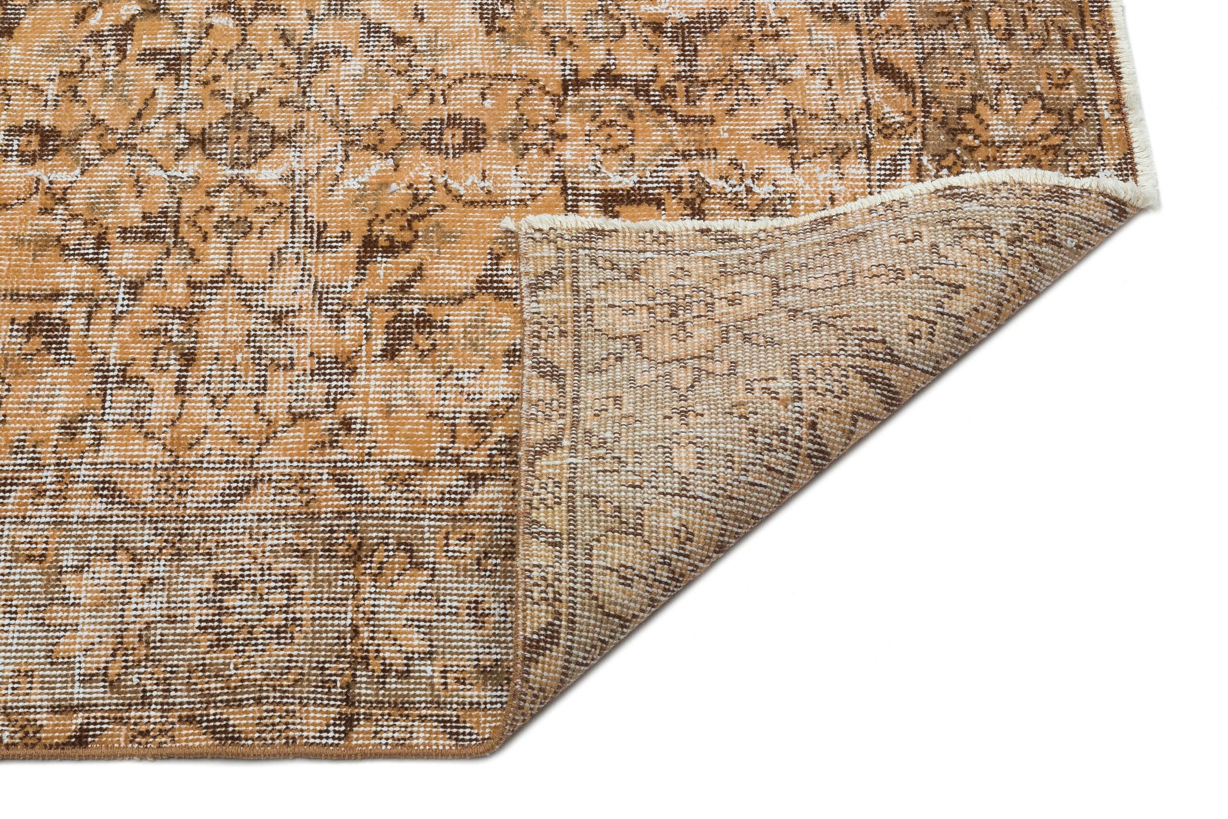 Atina Brown Vintage Wool Handmade Area Rug 5'7" x 8'11"