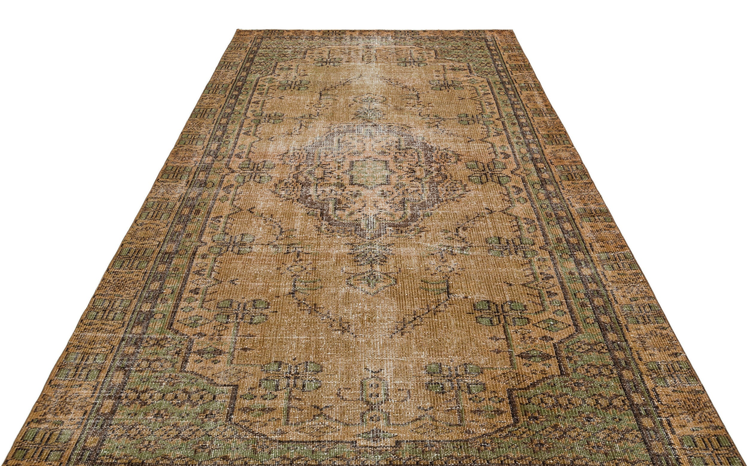 Atina Brown Vintage Wool Handmade Area Rug 5'9" x 9'1"