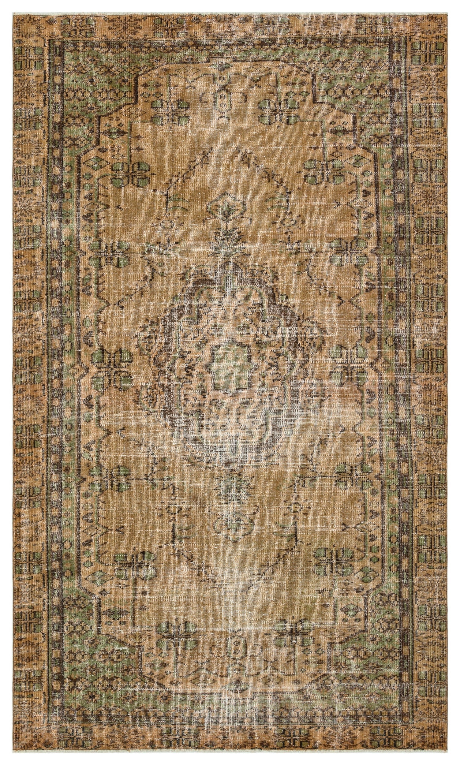Atina Brown Vintage Wool Handmade Area Rug 5'9" x 9'1"