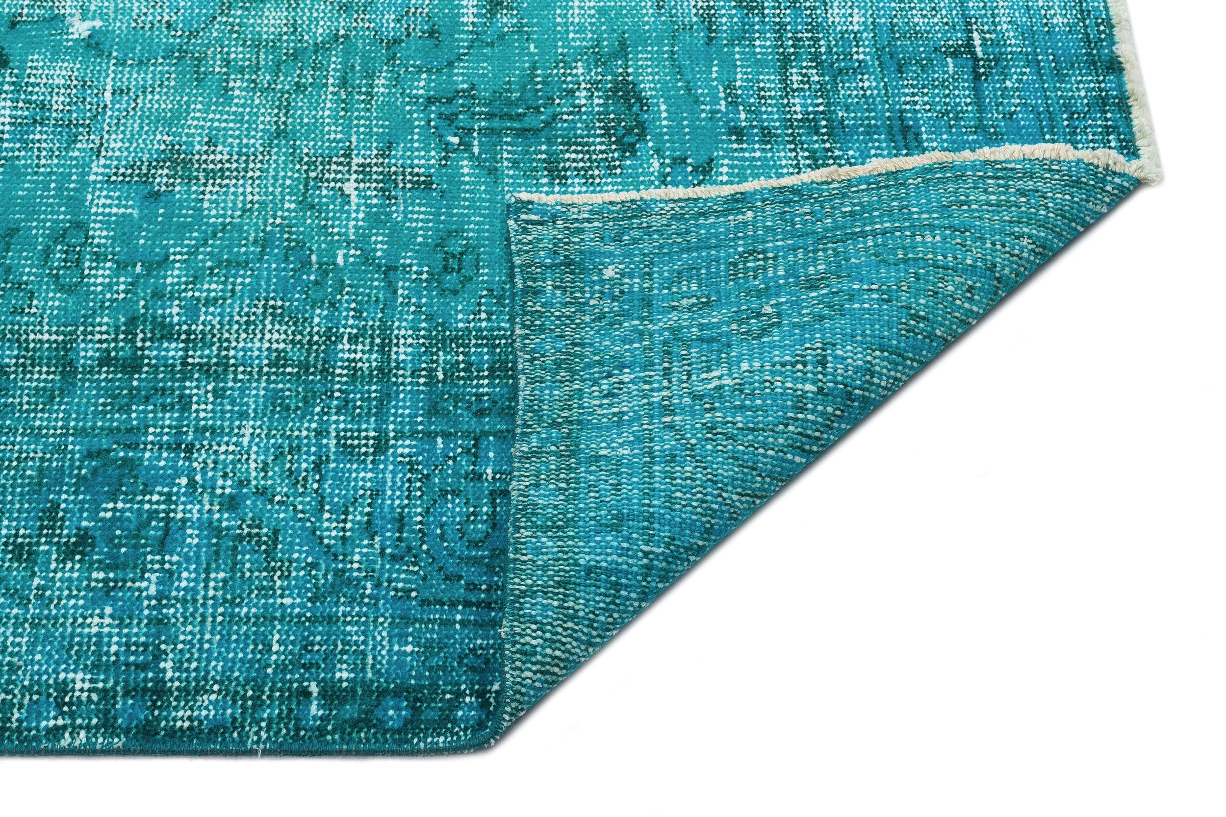Atina Turquoise Vintage Wool Handmade Area Rug 6'1" x 8'10"