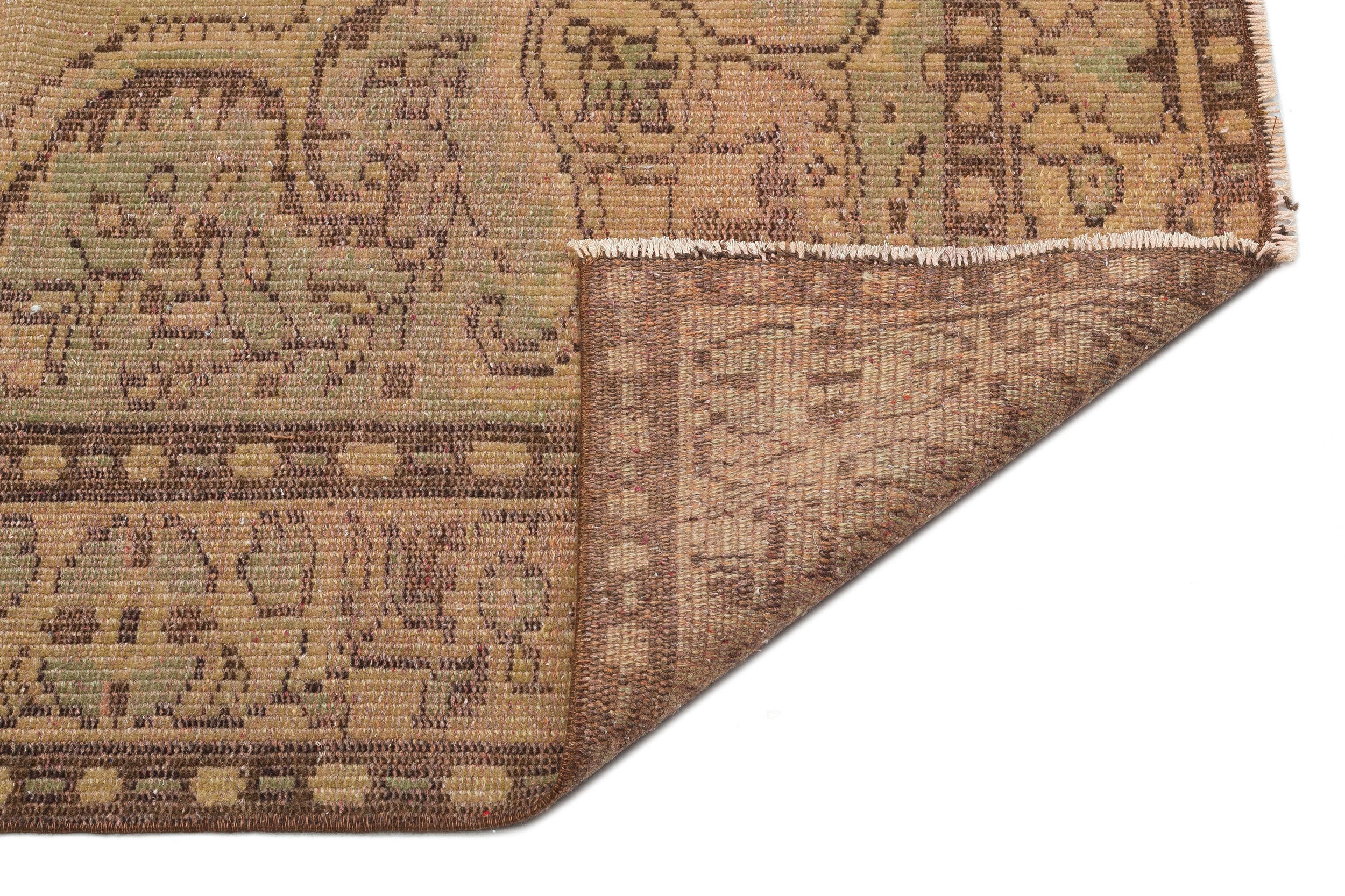 Atina Brown Vintage Wool Handmade Area Rug 5'7" x 9'8"