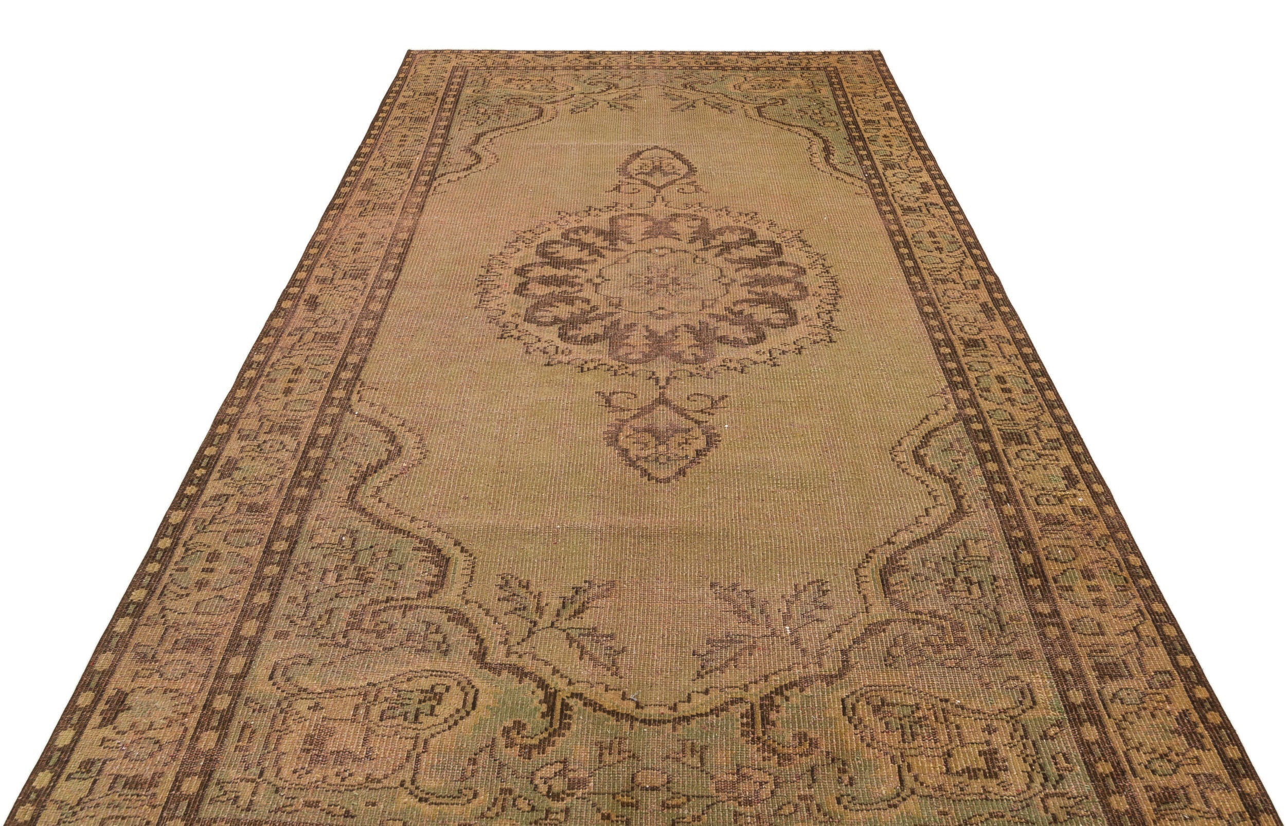 Atina Brown Vintage Wool Handmade Area Rug 5'7" x 9'8"