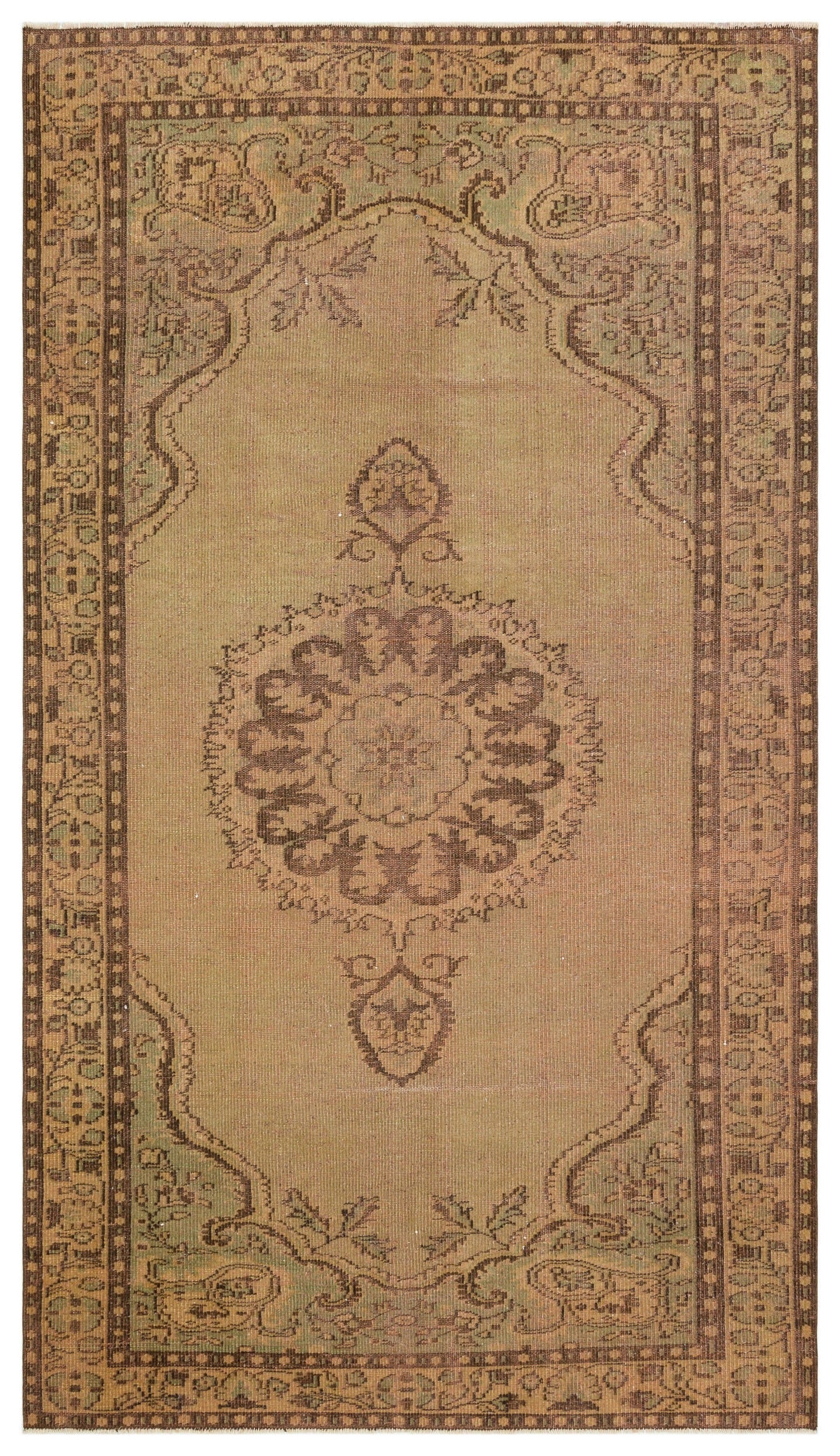Atina Brown Vintage Wool Handmade Area Rug 5'7" x 9'8"