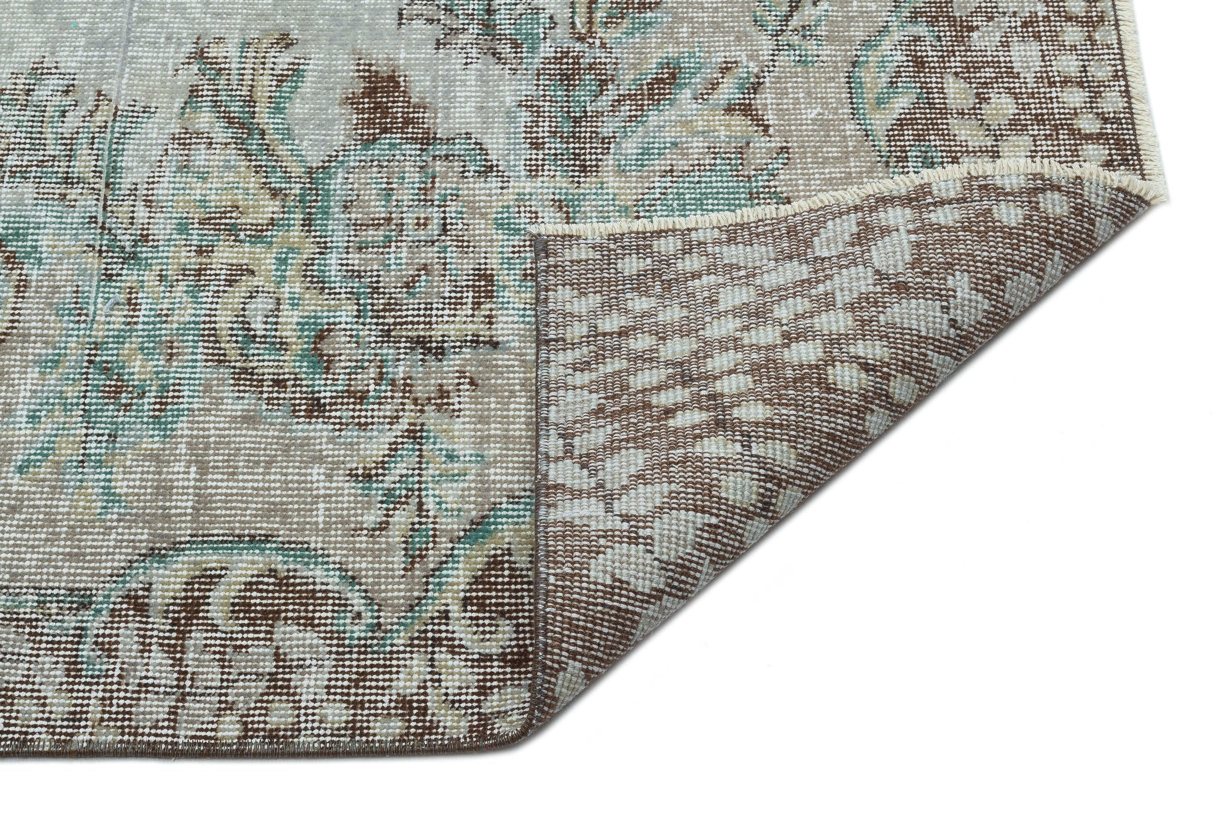 Atina Beige Vintage Wool Handmade Area Rug 5'9" x 8'10"