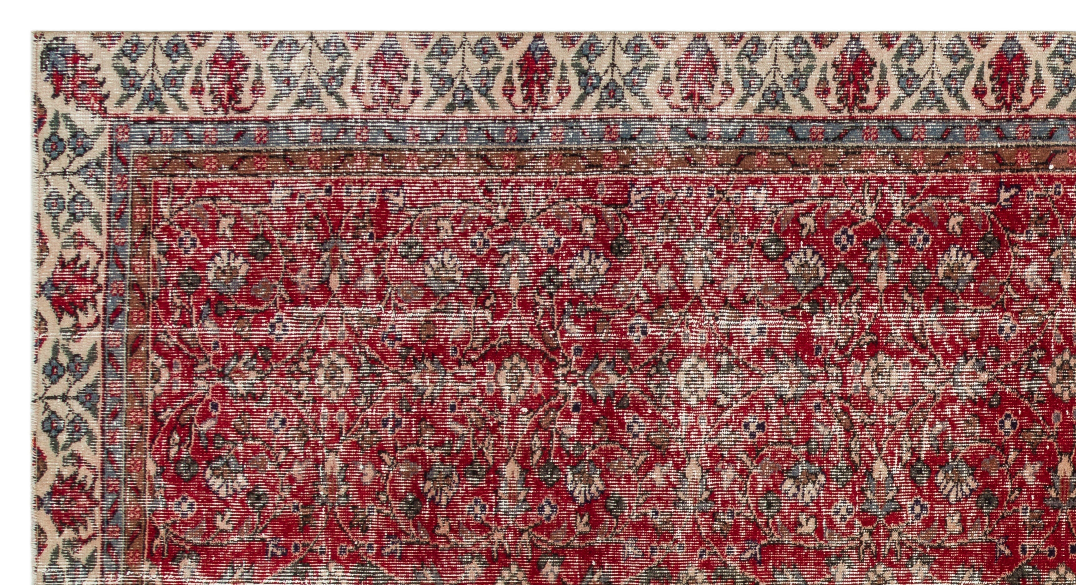 Atina Red Vintage Wool Handmade Area Rug 6'2" x 9'2"