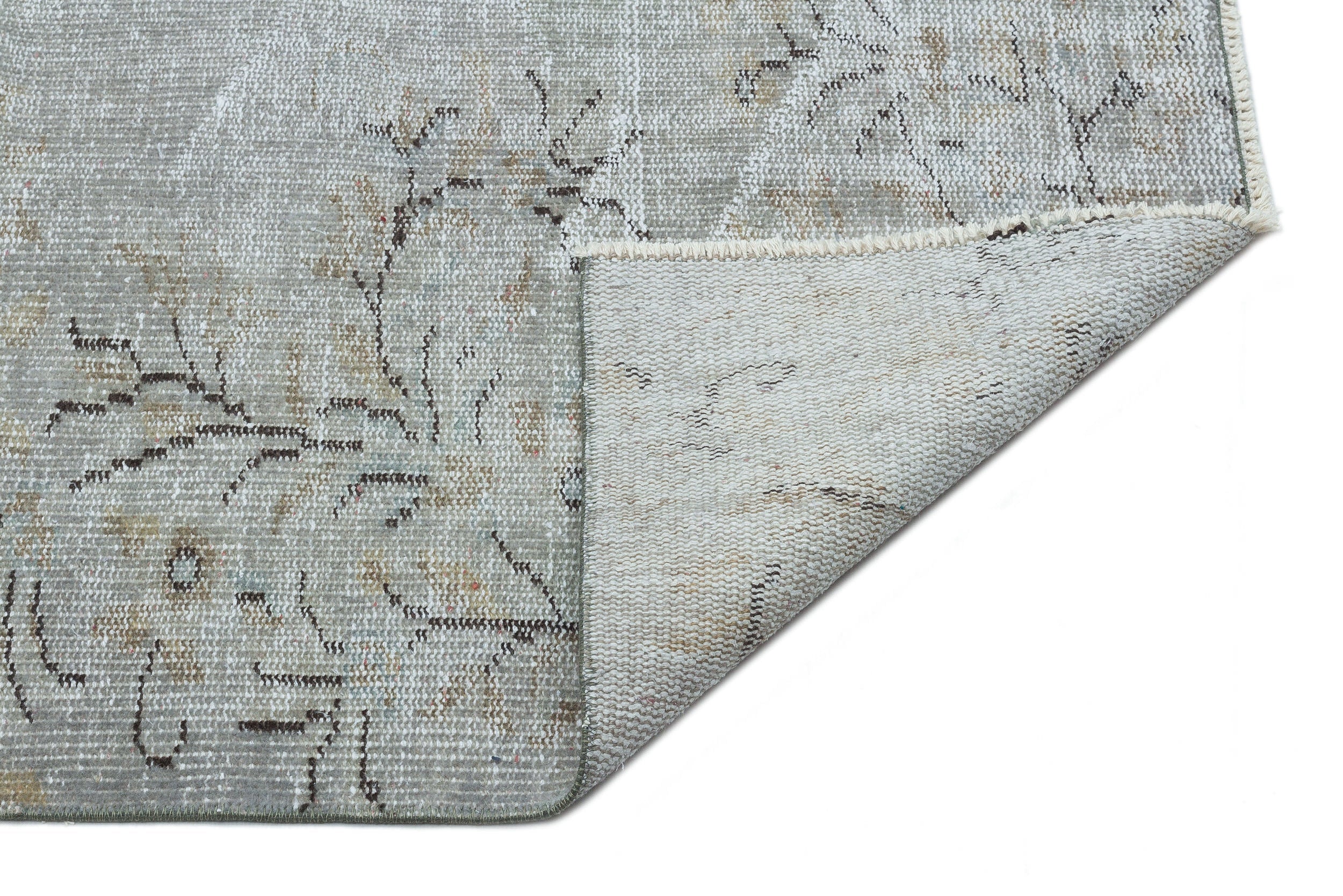 Atina Grey Vintage Wool Handmade Area Rug 6'3" x 8'8"