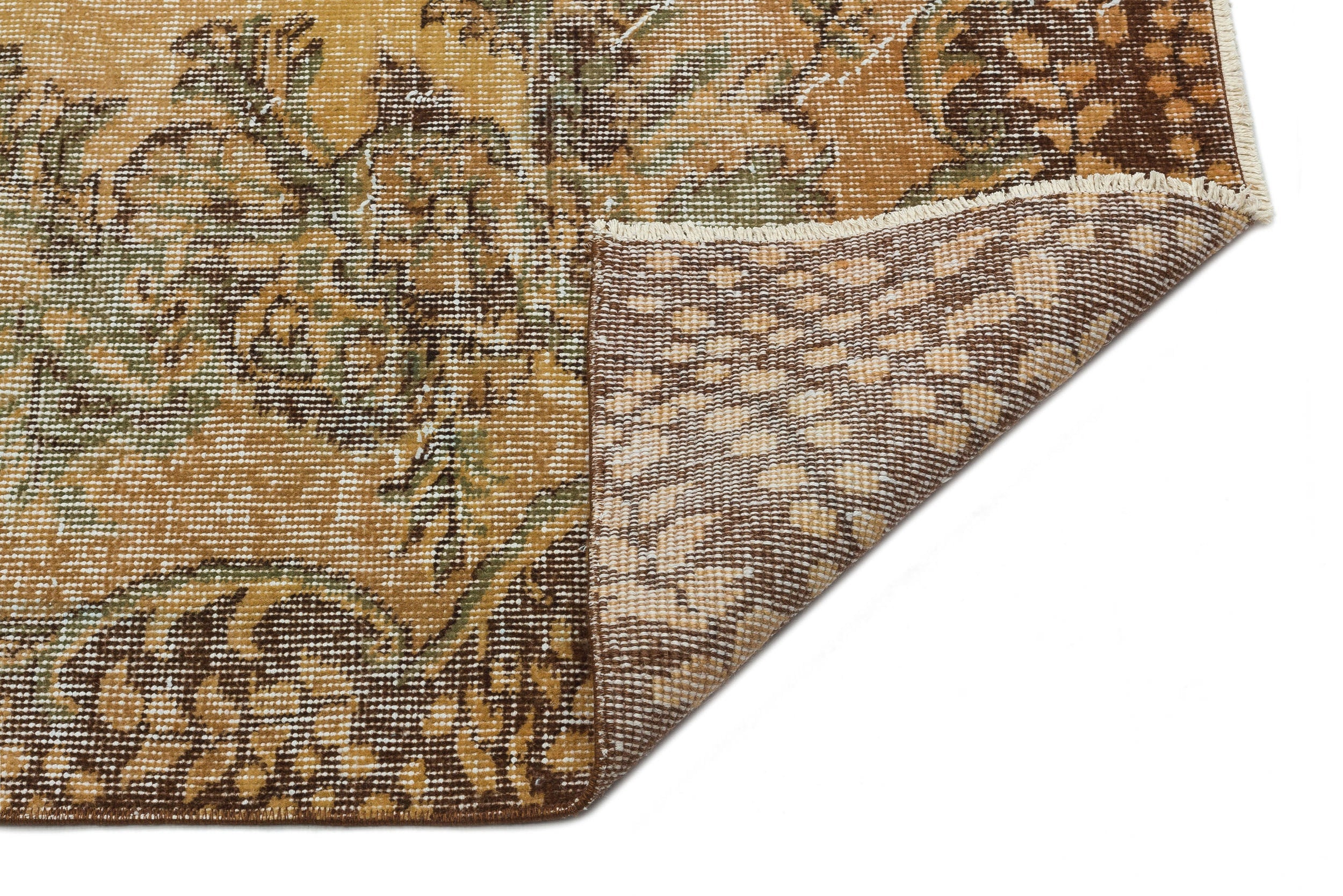Atina Brown Vintage Wool Handmade Area Rug 5'9" x 9'1"