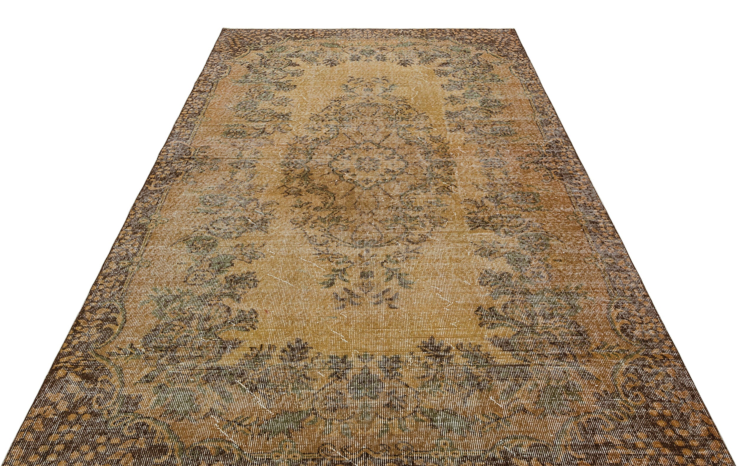 Atina Brown Vintage Wool Handmade Area Rug 5'9" x 9'1"
