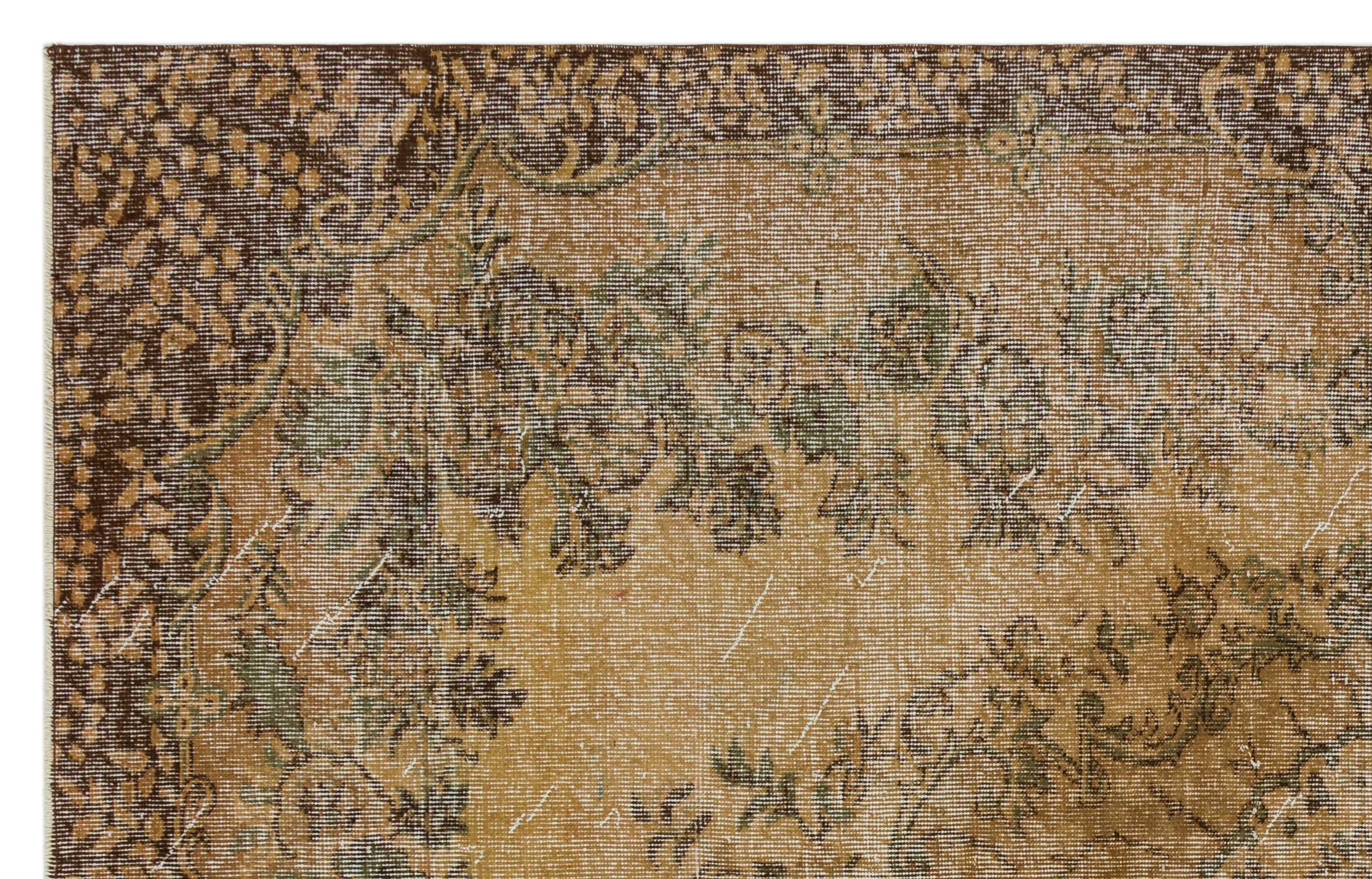 Atina Brown Vintage Wool Handmade Area Rug 5'9" x 9'1"
