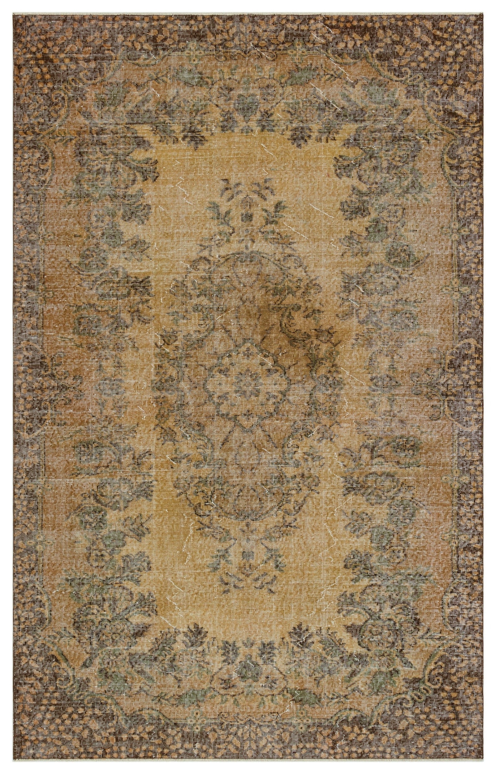 Atina Brown Vintage Wool Handmade Area Rug 5'9" x 9'1"