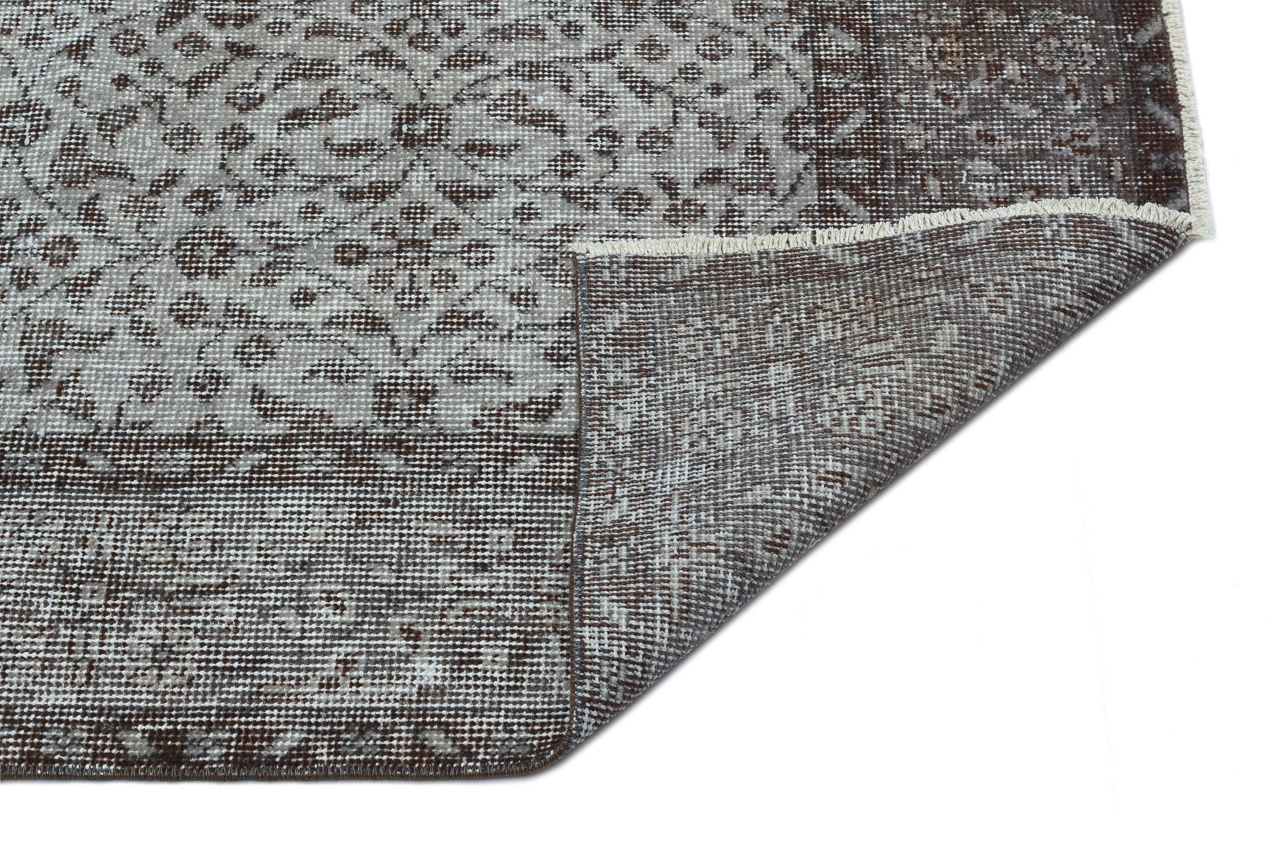 Atina Grey Vintage Wool Handmade Area Rug 5'2" x 9'4"