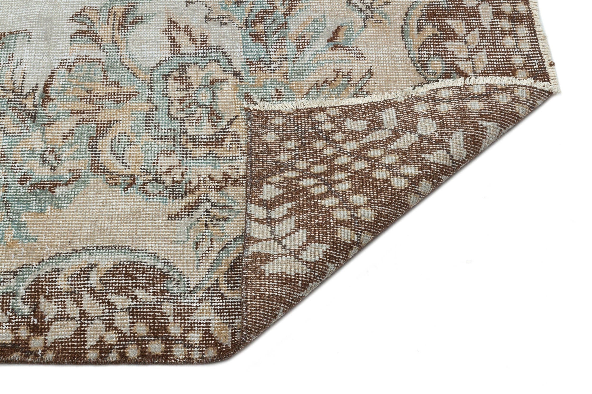 Atina Su Greeni Vintage Wool Handmade Area Rug 5'10" x 9'1"