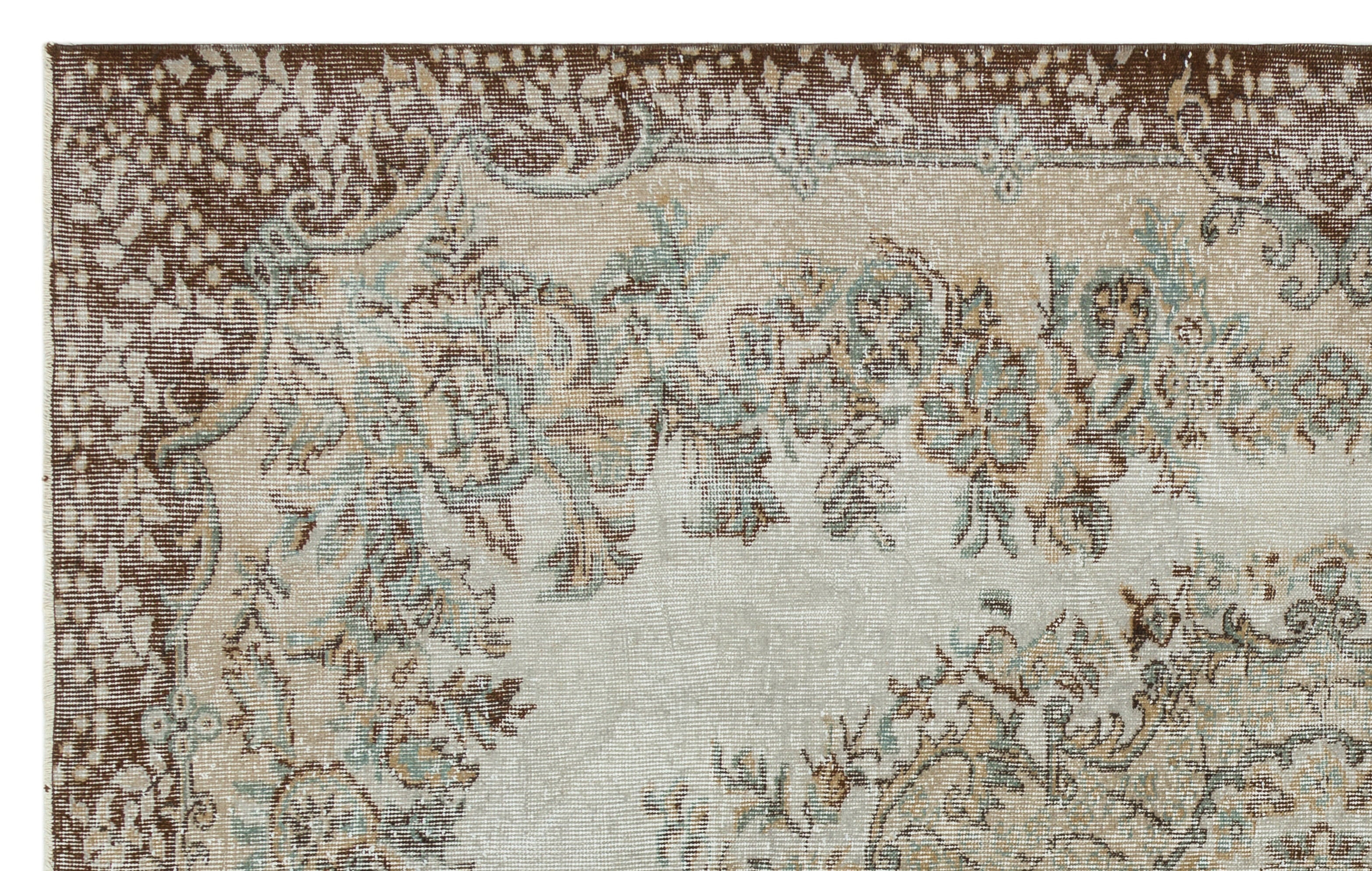 Atina Su Greeni Vintage Wool Handmade Area Rug 5'10" x 9'1"