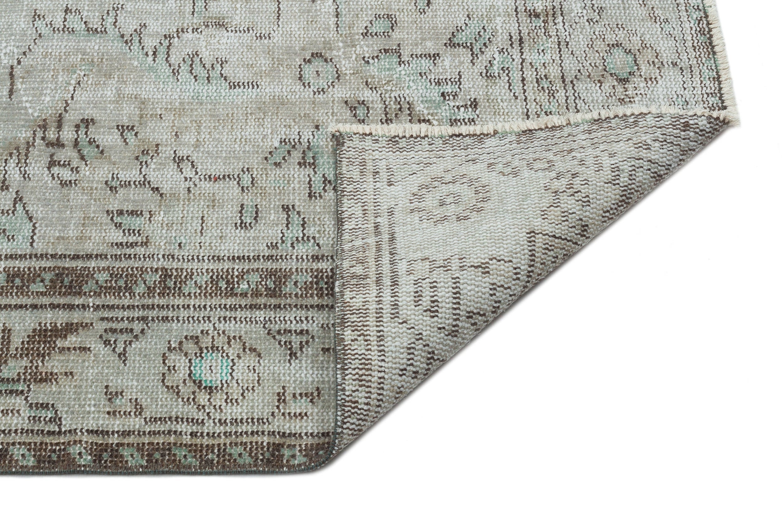Atina Grey Vintage Wool Handmade Area Rug 5'6" x 9'11"