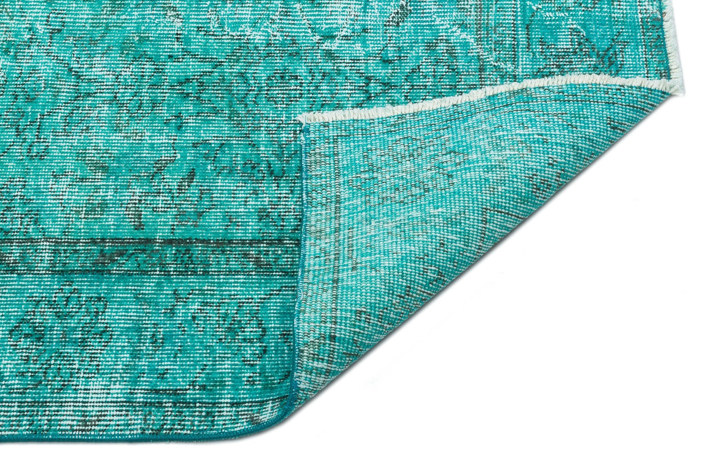 Atina Turquoise Vintage Wool Handmade Area Rug 5'5" x 8'8"