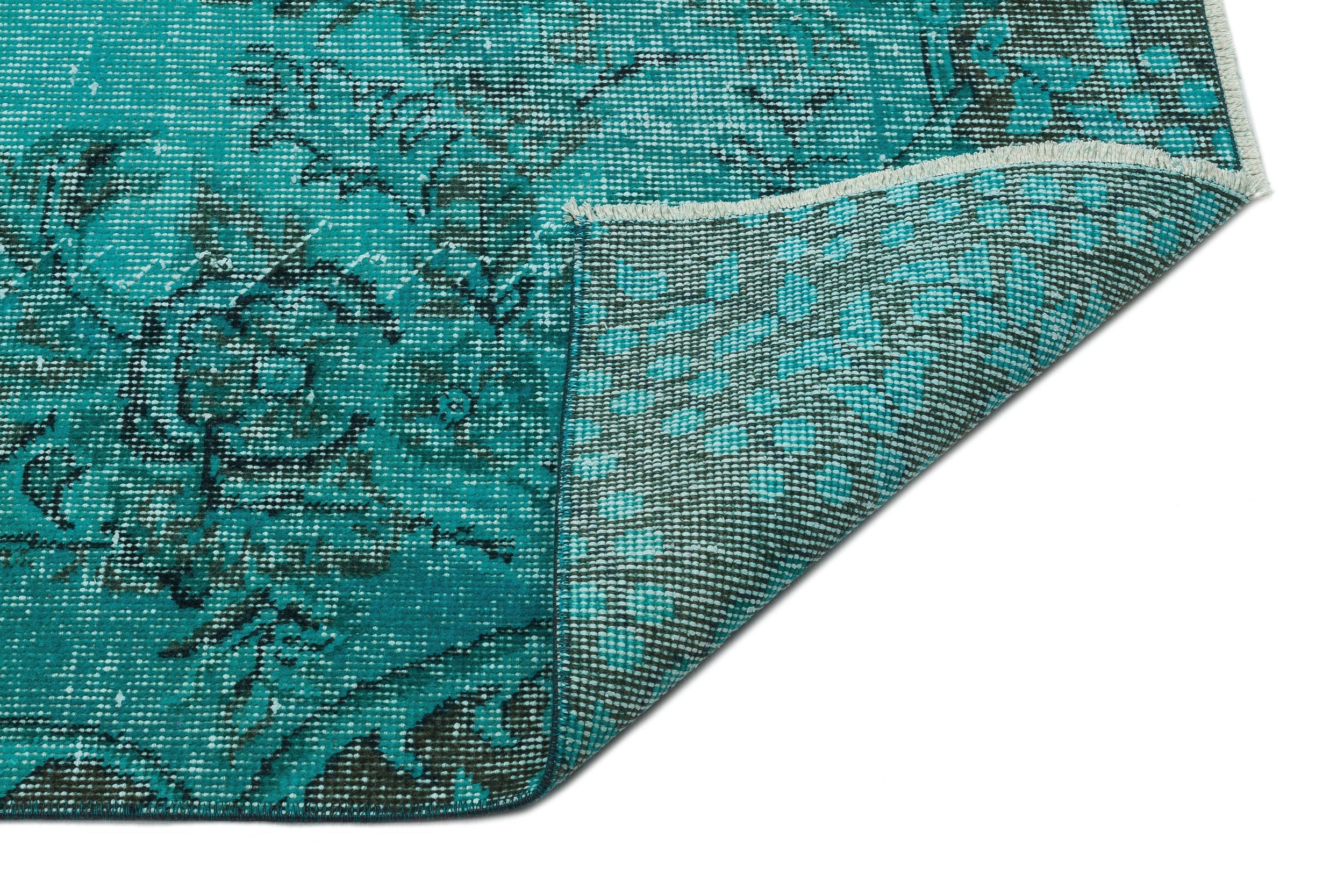 Atina Turquoise Vintage Wool Handmade Area Rug 4'11" x 9'11"