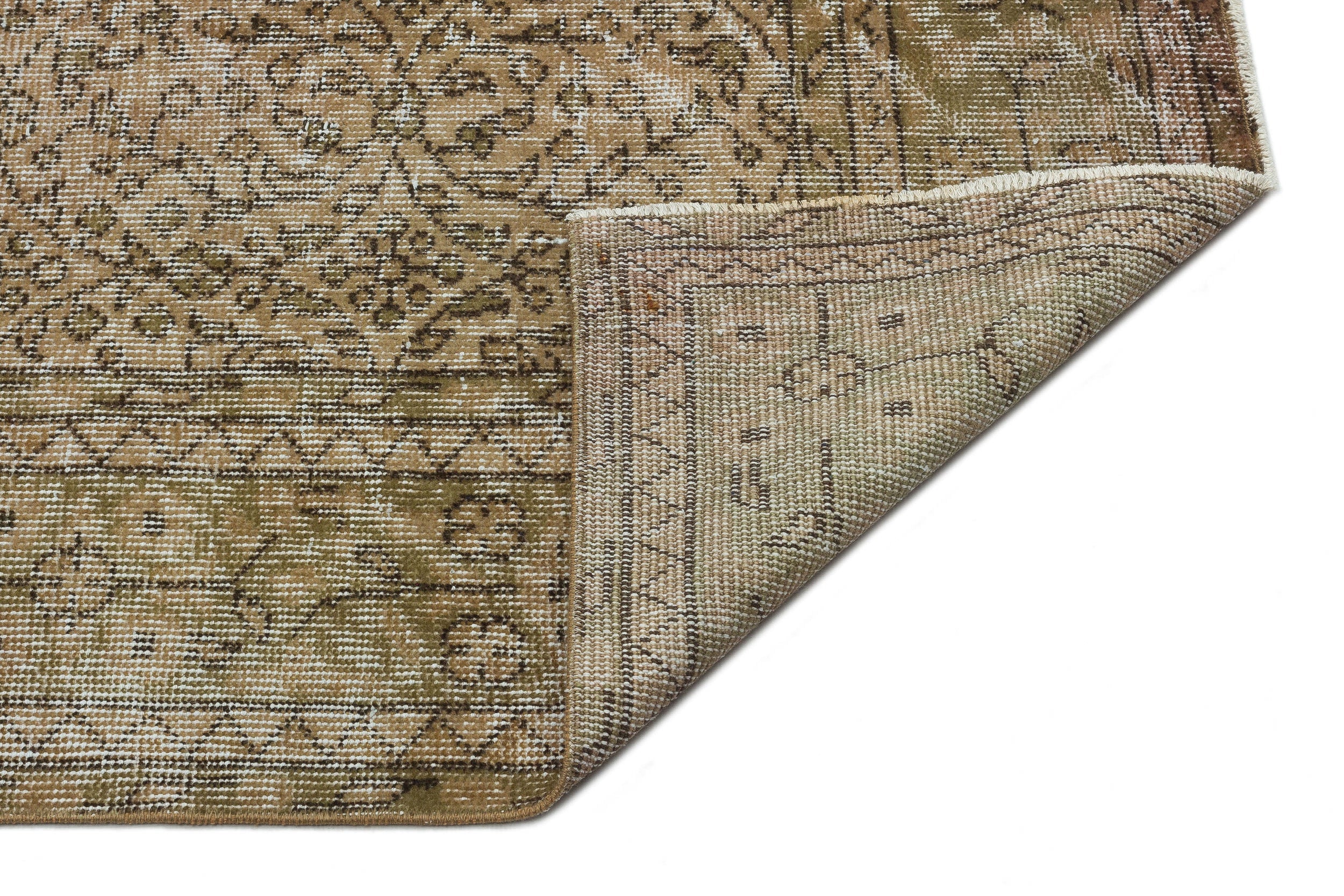 Atina Brown Vintage Wool Handmade Area Rug 6'5" x 10'0"