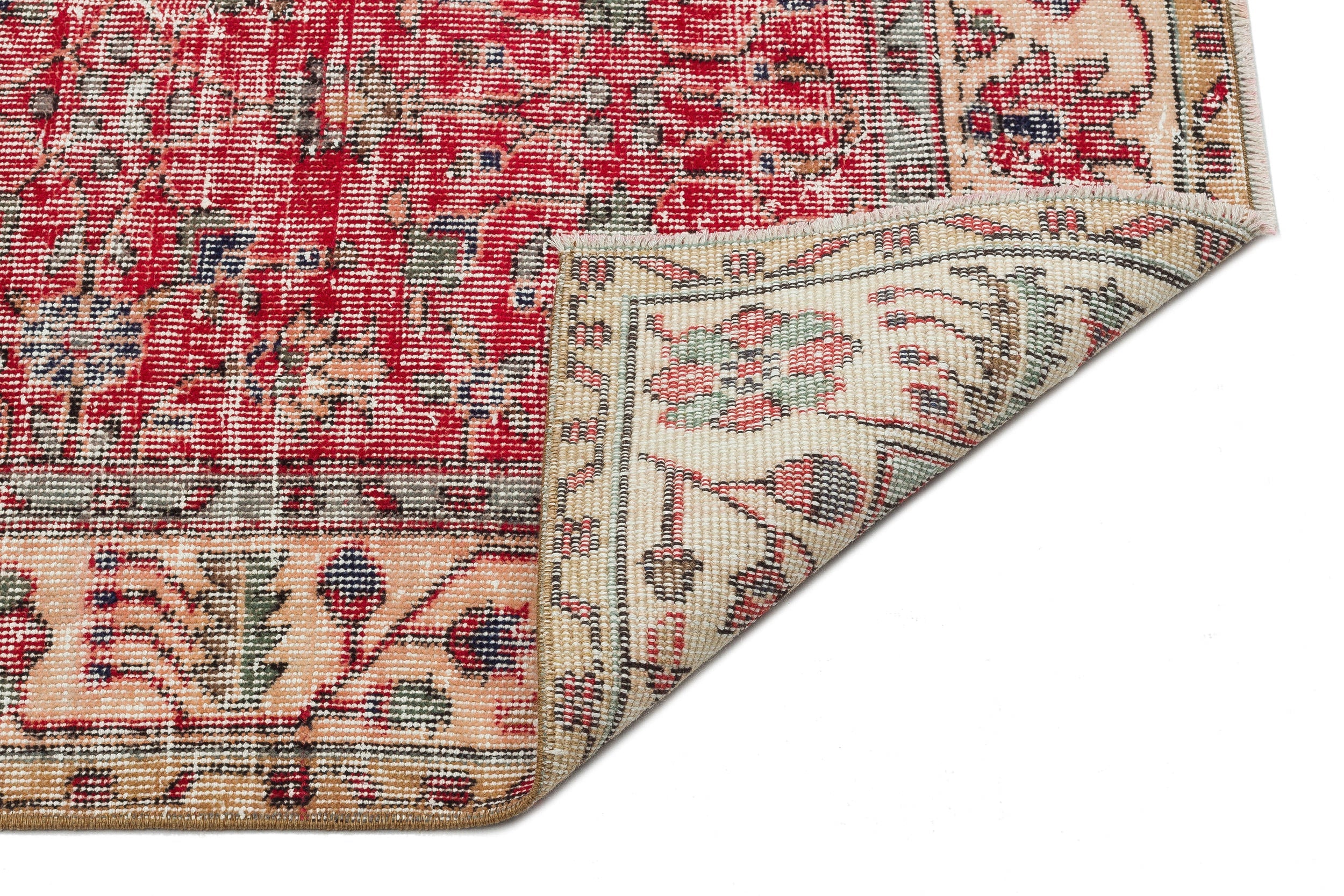 Atina Red Vintage Wool Handmade Area Rug 5'5" x 9'1"