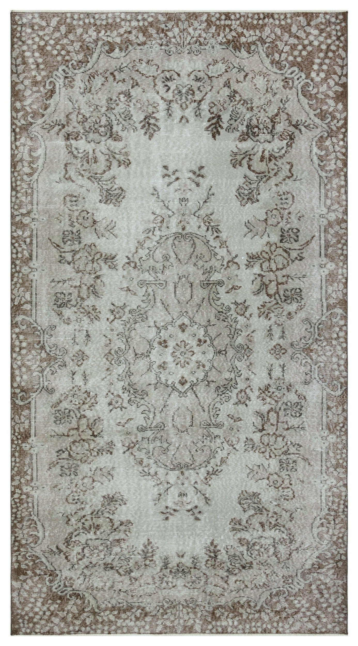 Atina Grey Vintage Wool Handmade Area Rug 5'1" x 8'10"