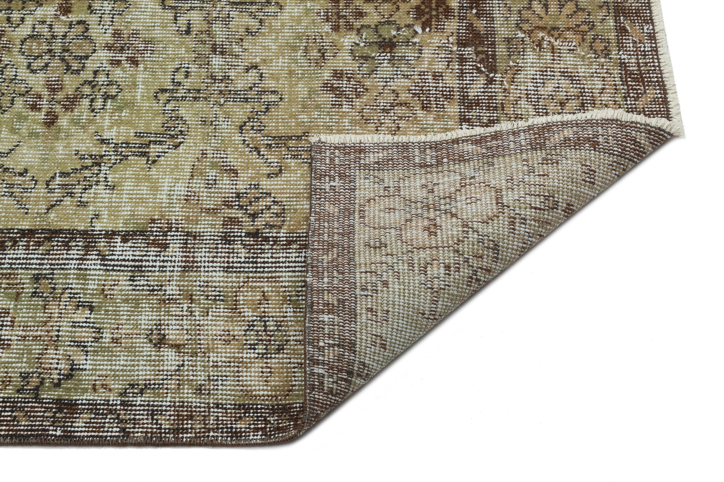 Atina Green Vintage Wool Handmade Area Rug 5'1" x 8'8"