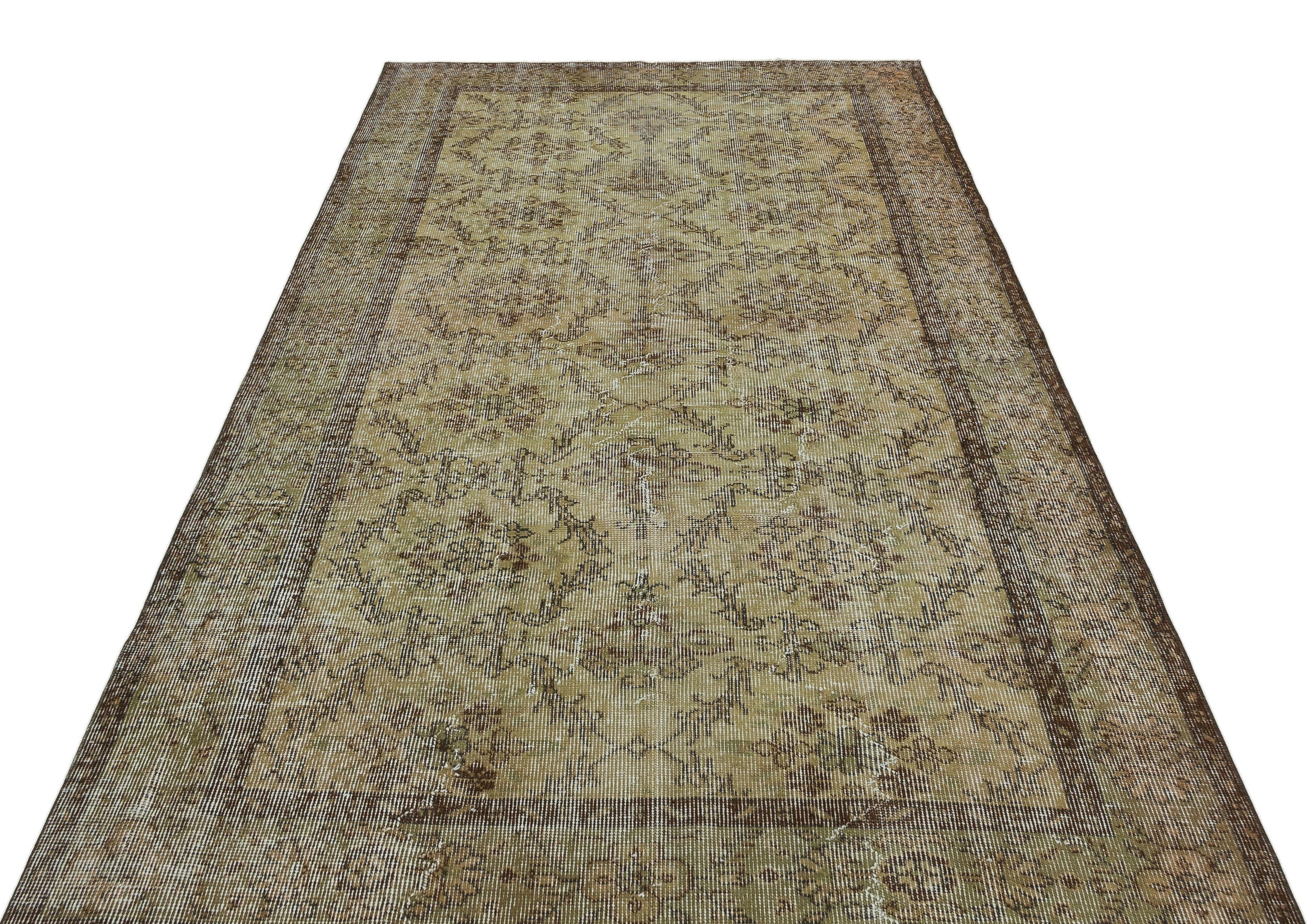 Atina Green Vintage Wool Handmade Area Rug 5'1" x 8'8"