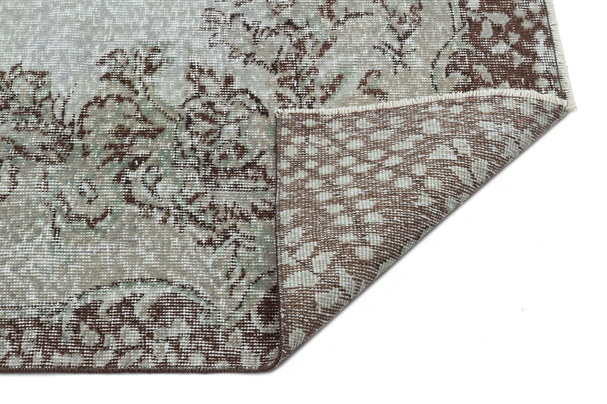 Atina Grey Vintage Wool Handmade Area Rug 5'3" x 8'9"